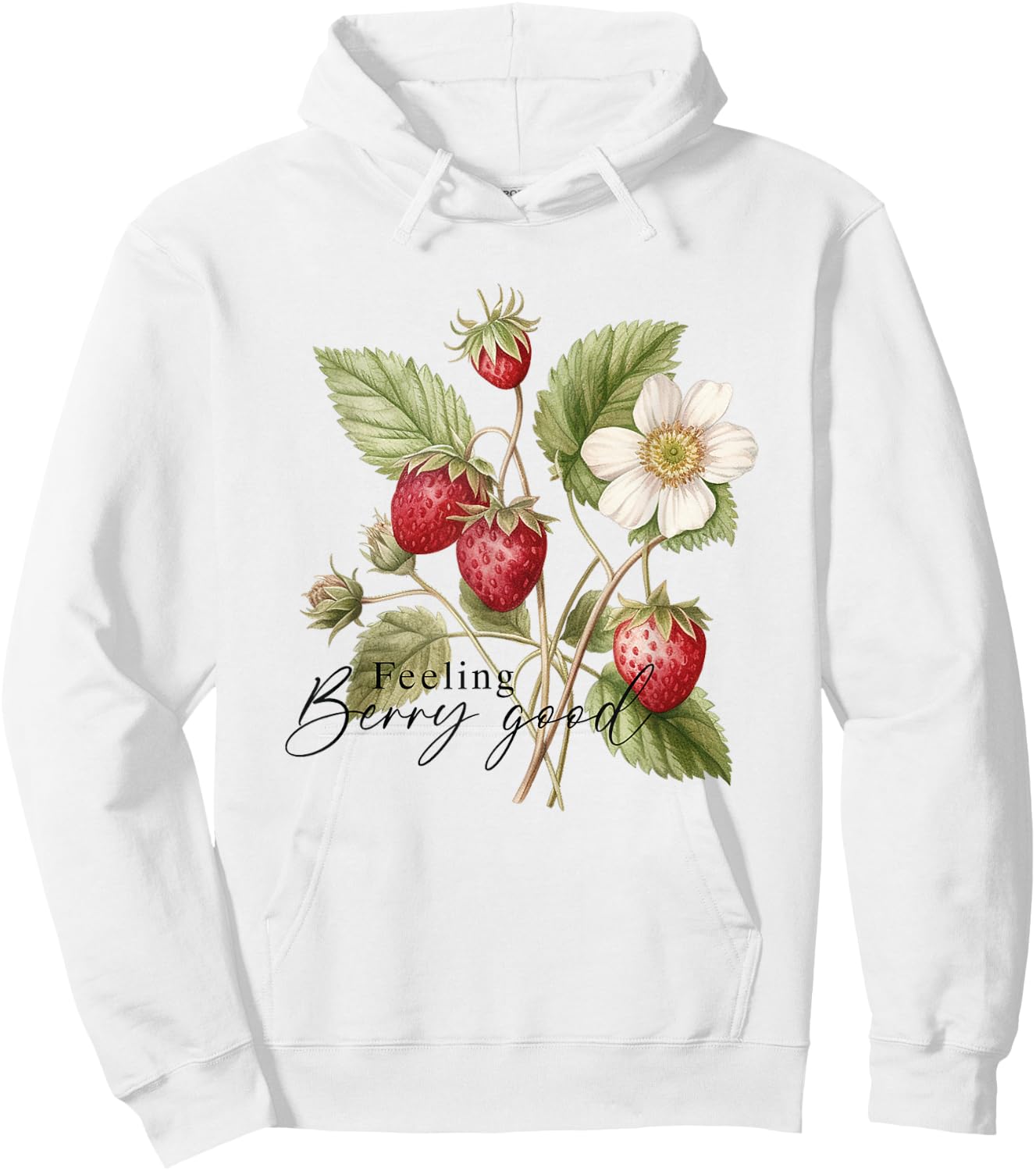 Summer Flower Strawberries Nature Lover Floral Wildflower Hoodie - Hoodie | White
