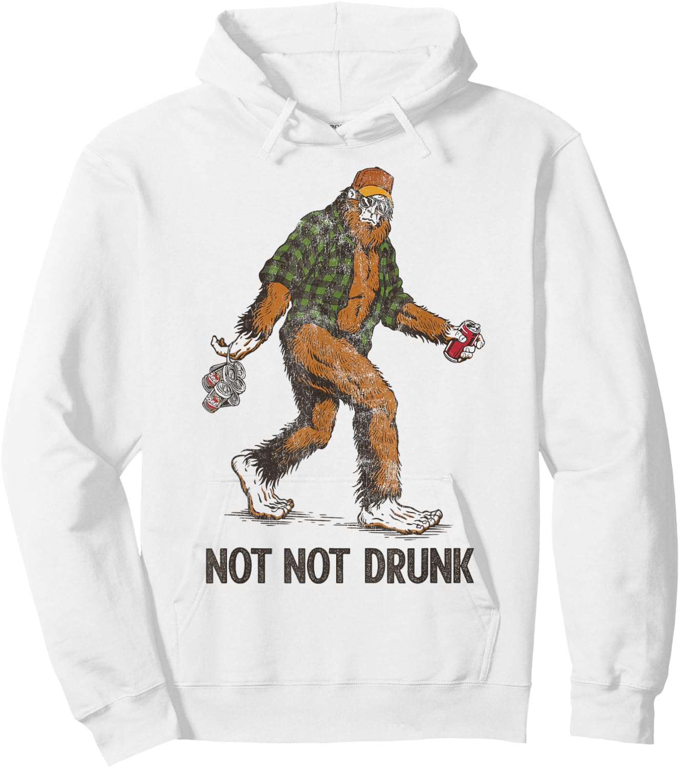 Not Too Drunk Sasquatch Lumberjack Spotted With Beer Pack Hoodie - Hoodie | White