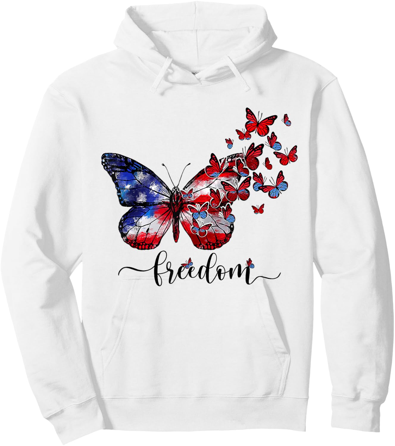 USA Flag Butterfly Freedom Happy 4th Of July Kids Men Hoodie - Hoodie | White