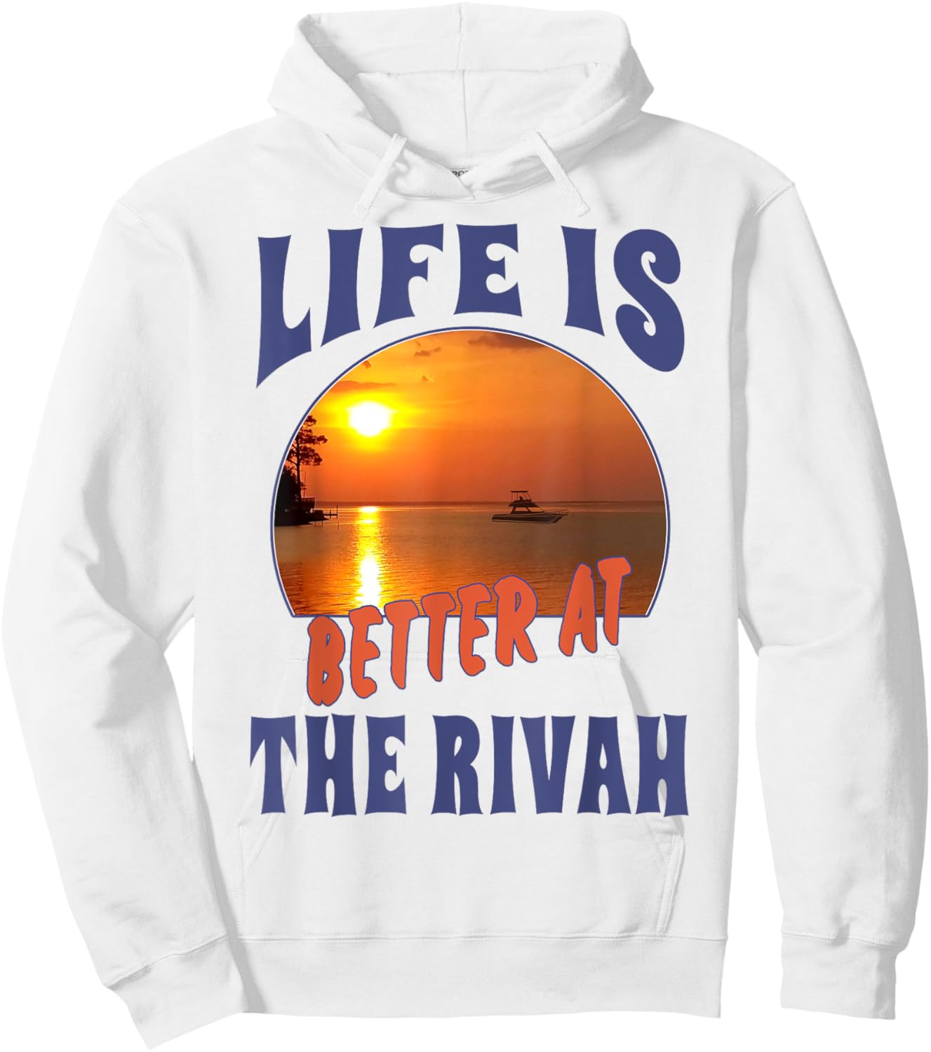 Life Is Better At The Rivah Sunset Hoodie - Hoodie | White