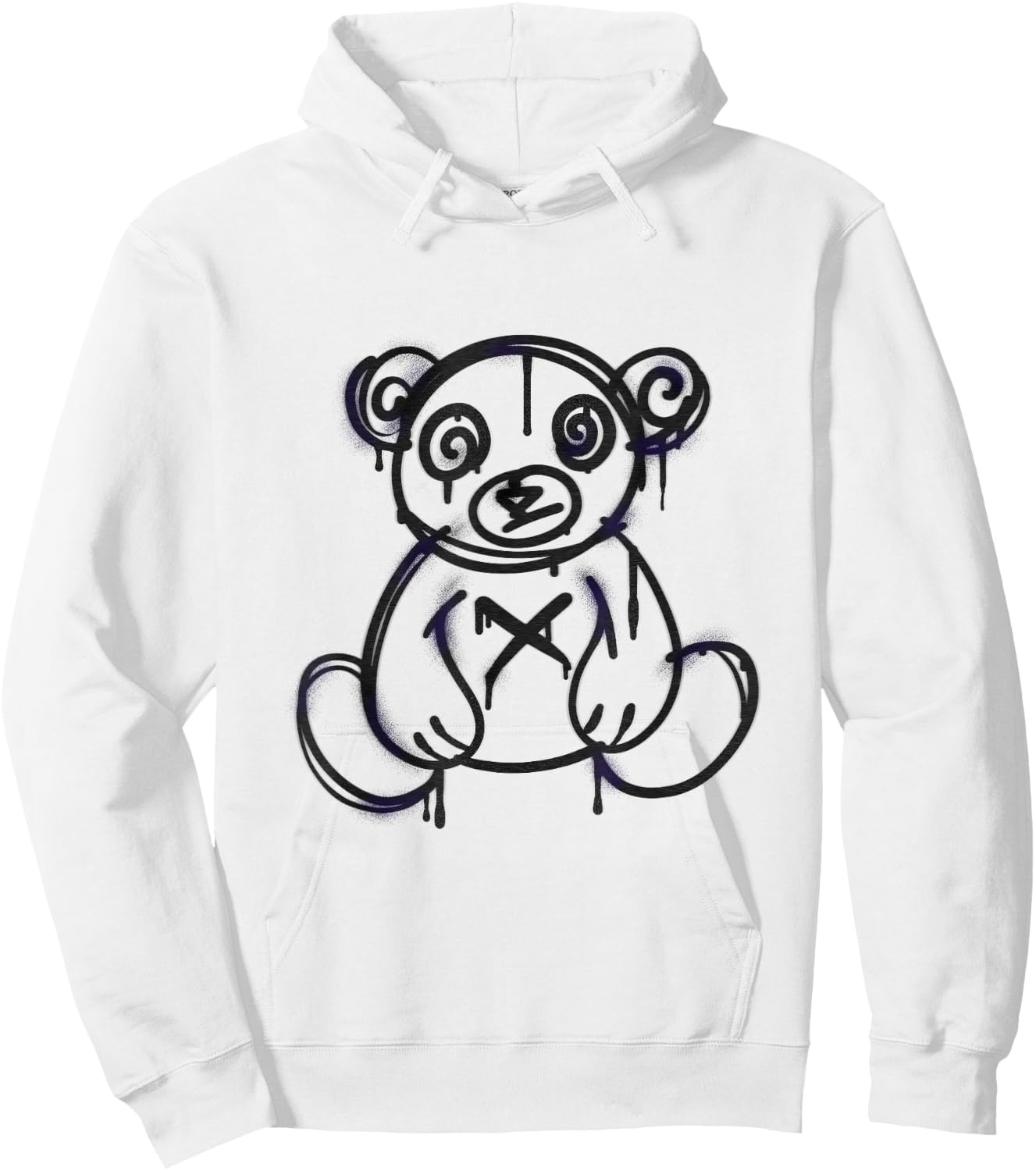 Teddy Drip Spray Painted Bear Graffiti Hoodie - Hoodie | White