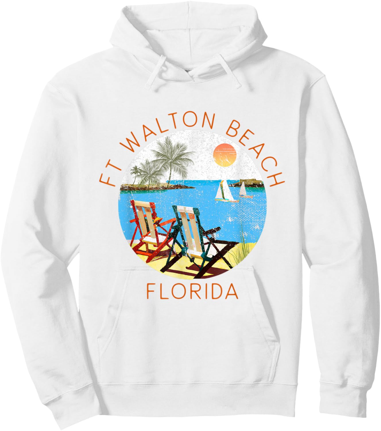 Retro Ft Walton Beach Souvenir - Vintage Beach Vacation Women Kids Hoodie - Hoodie | White