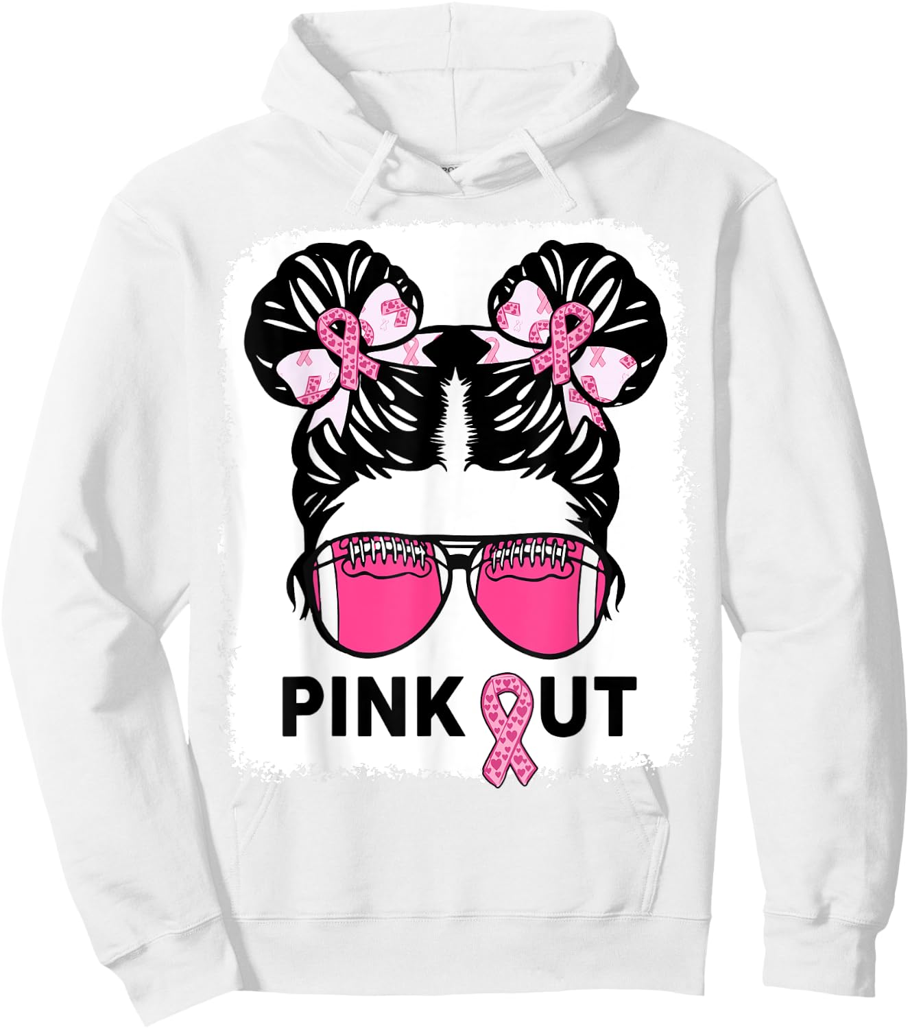 Girl Breast Cancer Awareness Football Pink Out Daughter Kids Hoodie - Hoodie | White