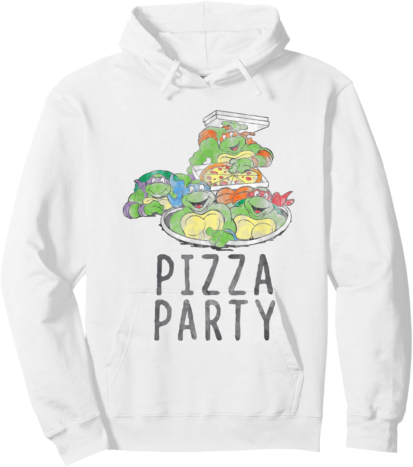 Teenage Mutant Ninja Turtles Vintage Pizza Party Group Hoodie - Hoodie | White