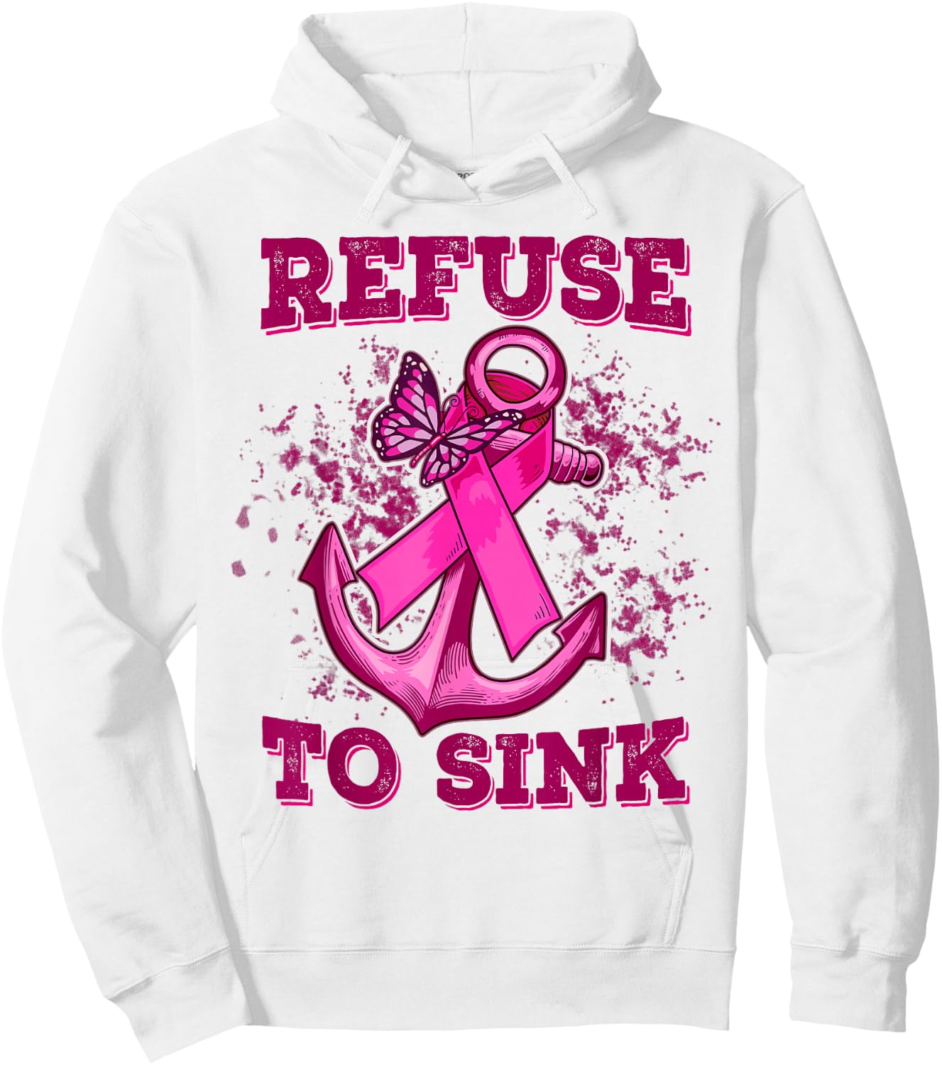 Refuse To Sink Breast Cancer Hoodie - Hoodie | White