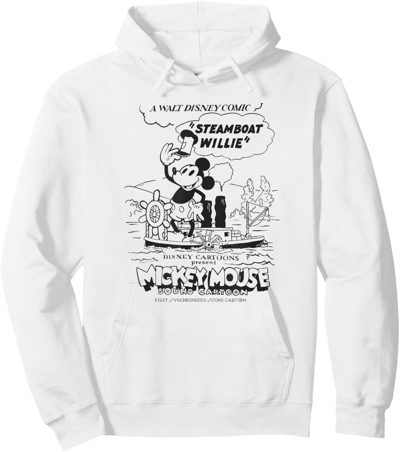 Disney Mickey and Friends Steamboat Willie Sound Cartoon Hoodie - Hoodie | White
