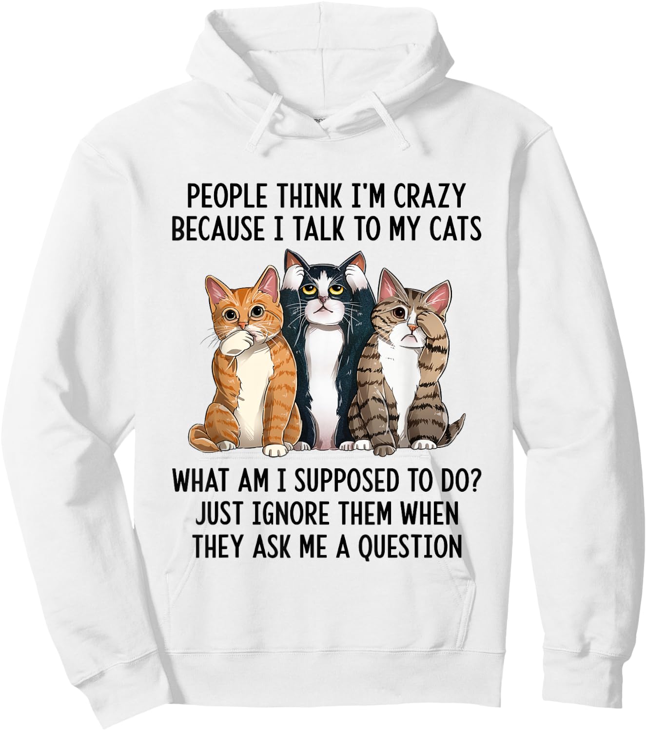 People Think I'm Crazy Because I Talk To My Cats Hoodie - Hoodie | White