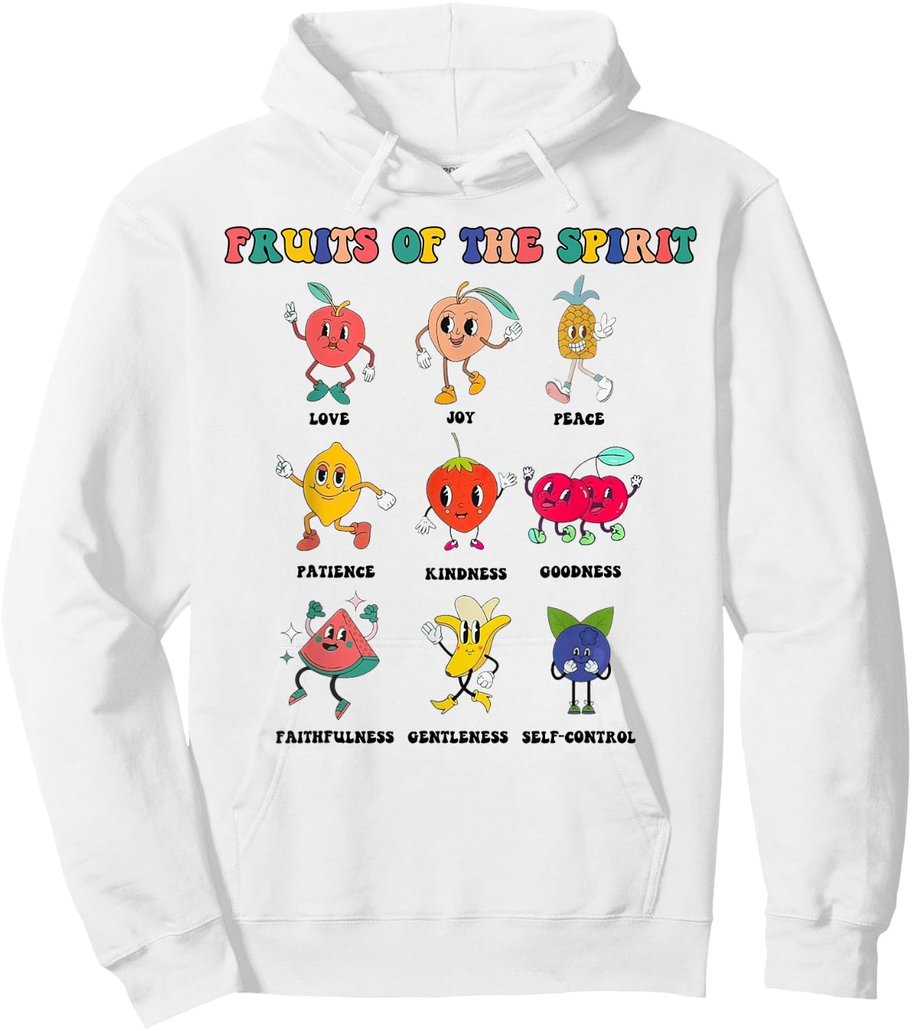 Kids Fruit Of The Spirit Retro Christian Cute Bible Hoodie - Hoodie | White