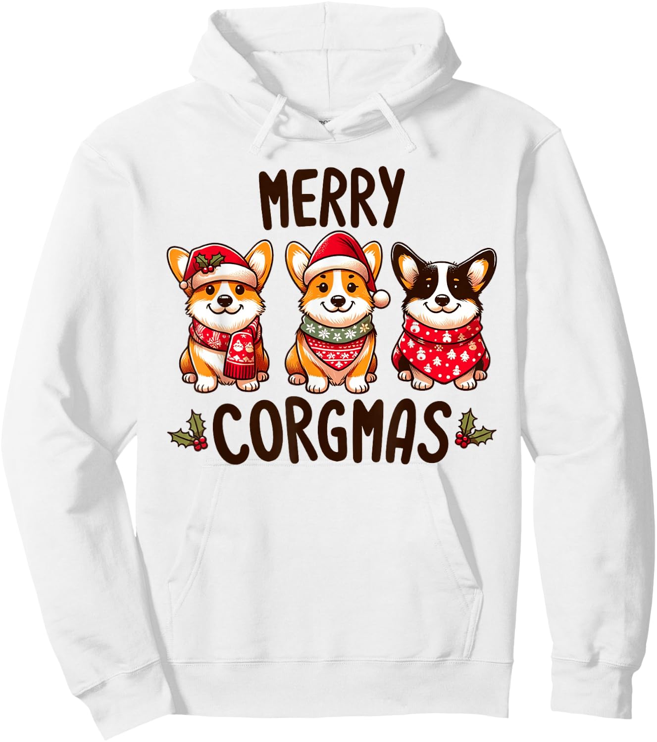 Merry Corgmas Santa Hat Christmas Corgi Dog Mom Dad Owner Hoodie - Hoodie | White