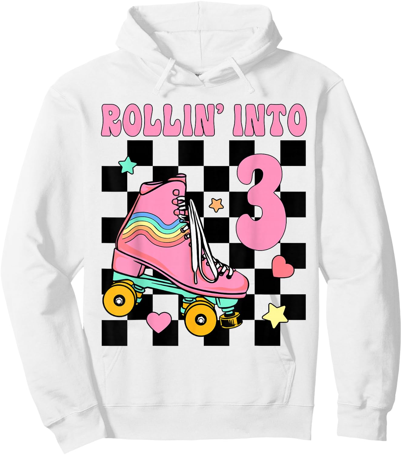 Rolling Into 3 Years Old Roller Skating Girl 3rd Birthday Hoodie - Hoodie | White