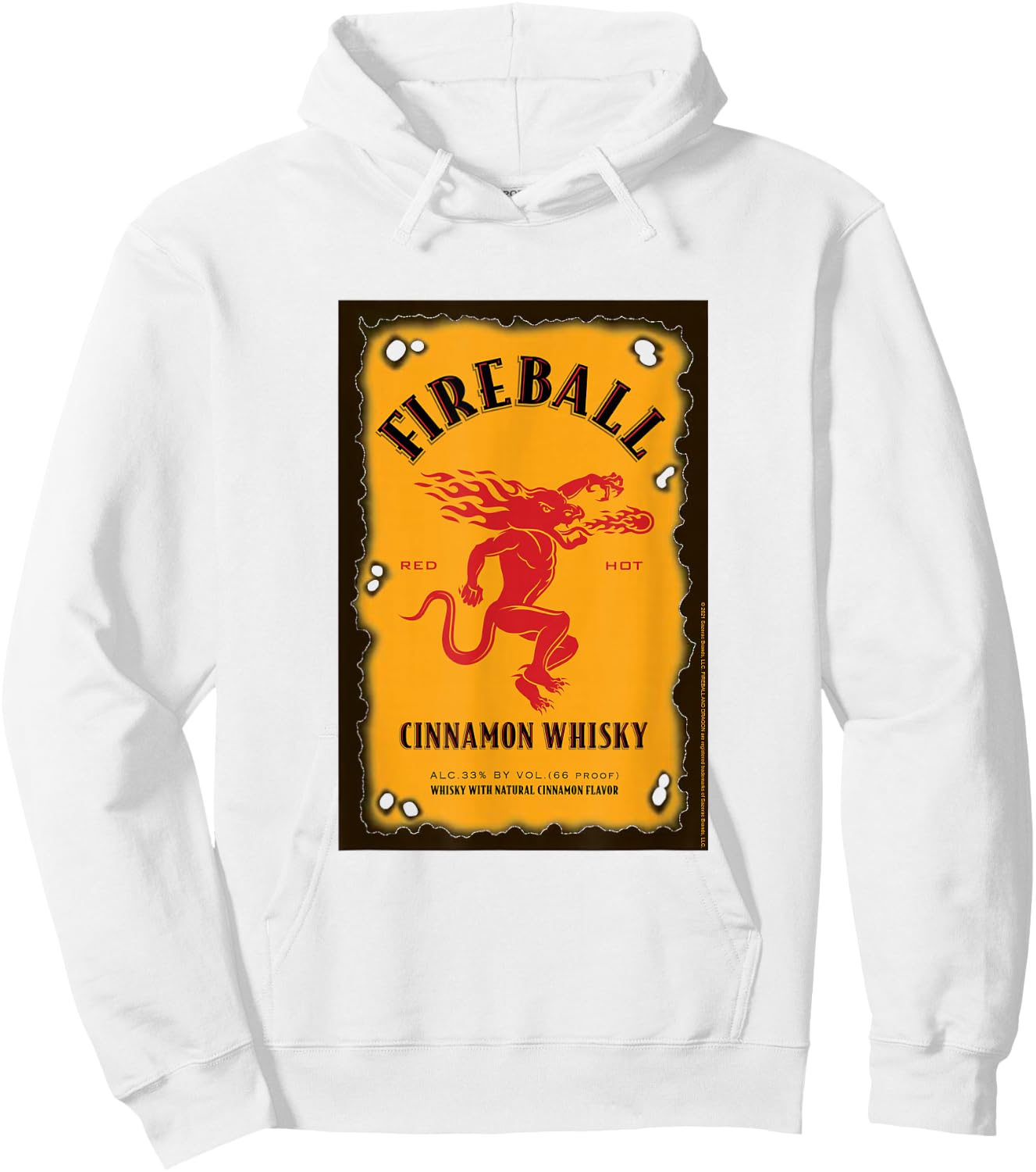 Fireball Cinnamon Whisky Distressed Bottle Label Drink Hoodie - Hoodie | White