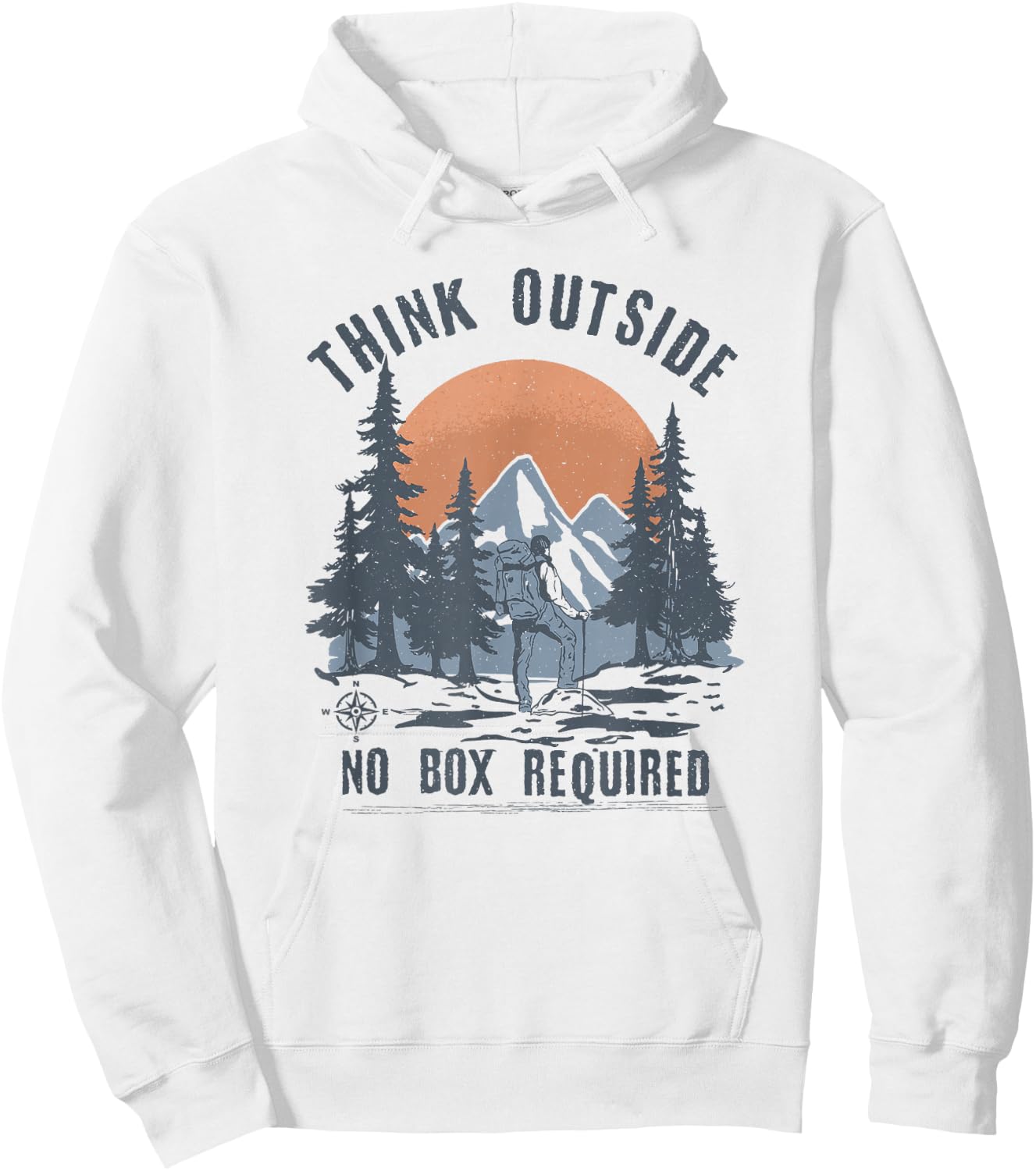 Think Outside no Box Required Funny Hiking Hoodie - Hoodie | White