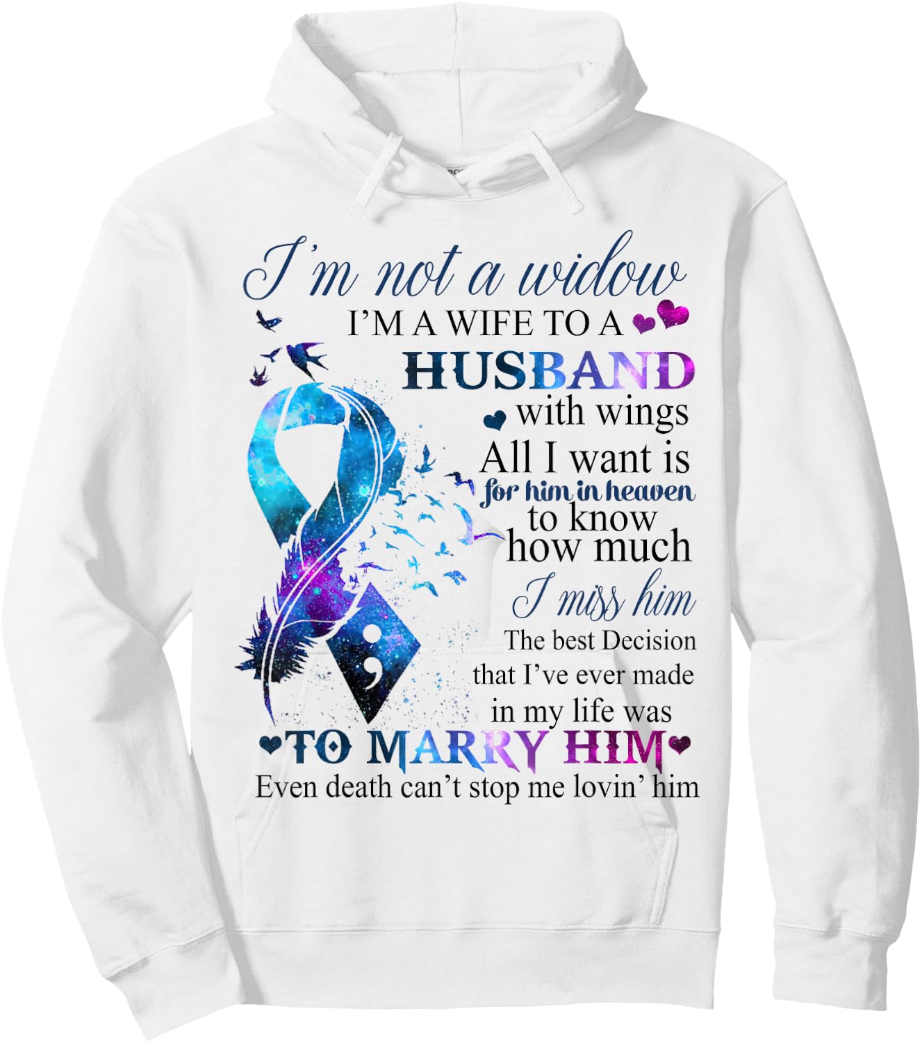 I'm Not A Widow I'm A Wife To A Beautiful Husband With Wings Hoodie - Hoodie | White