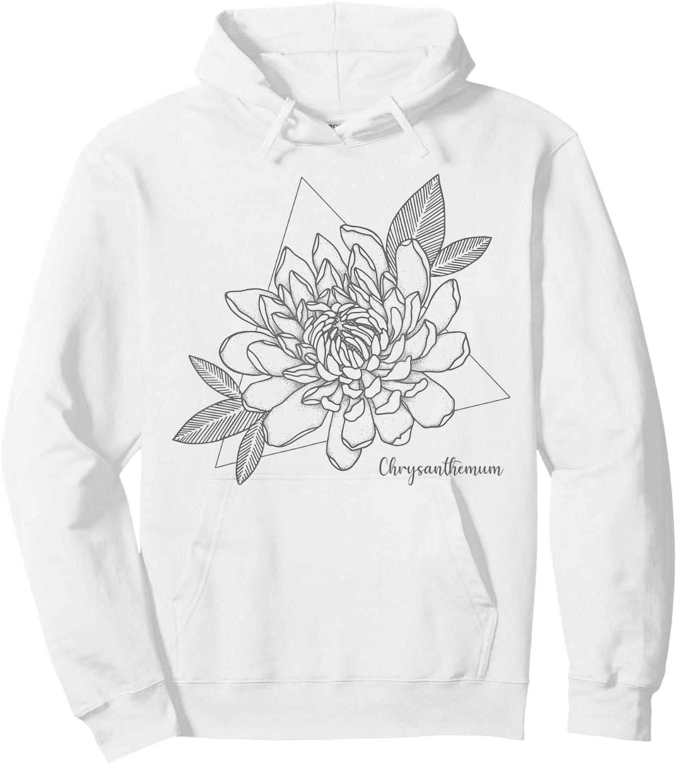 Chrysanthemum Flower Minimalist Aesthetic Abstract Vintage Hoodie - Hoodie | White