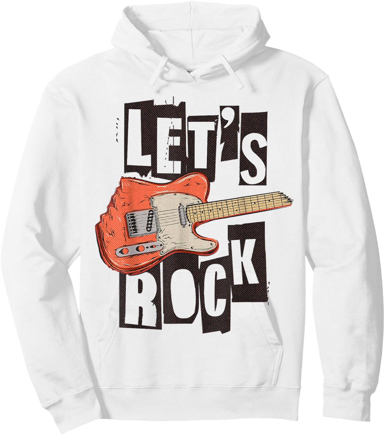 Let's Rock Electric Guitar Music Lover Band Guitarist Retro Hoodie - Hoodie | White