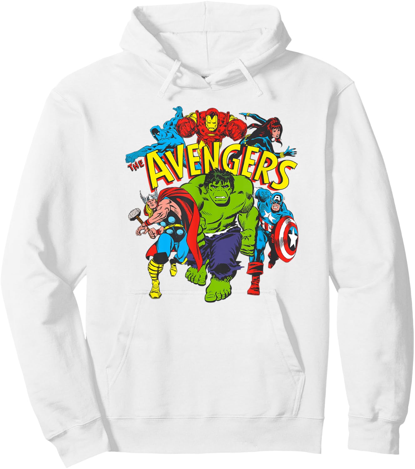 Amazon Essentials Men's MARVEL AVENGERS COMIC HEROES , White, Small Hoodie - Hoodie | White