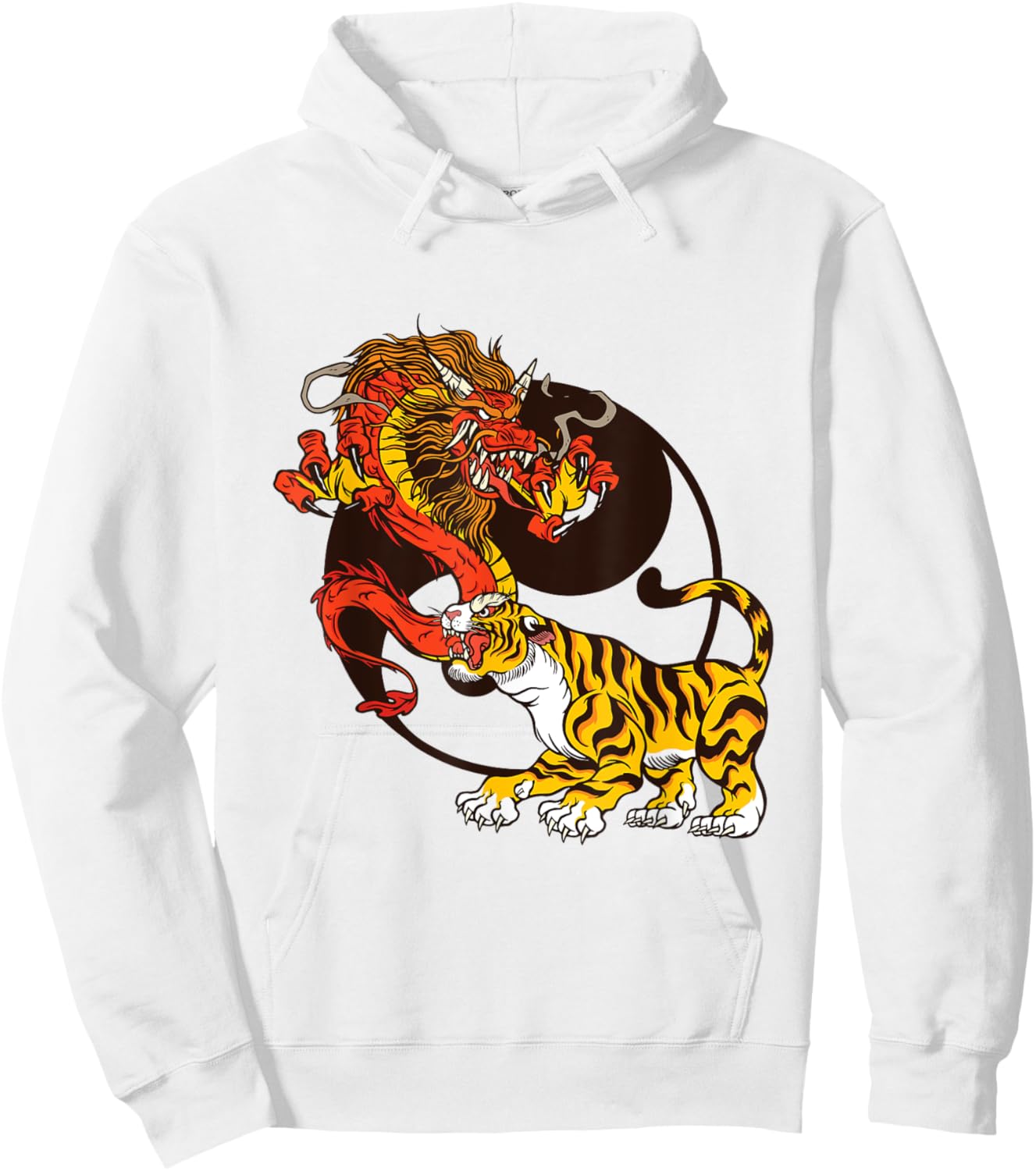 Yin Yang Dragon and Tiger Hoodie - Hoodie | White