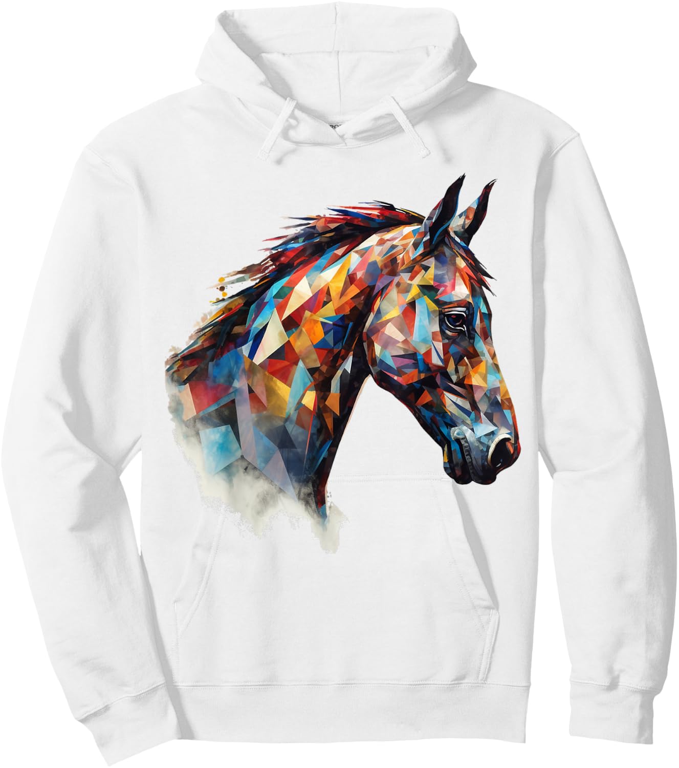 Horse Animal Riding Colourful Polygon Horse Motif – Art Horse Hoodie - Hoodie | White