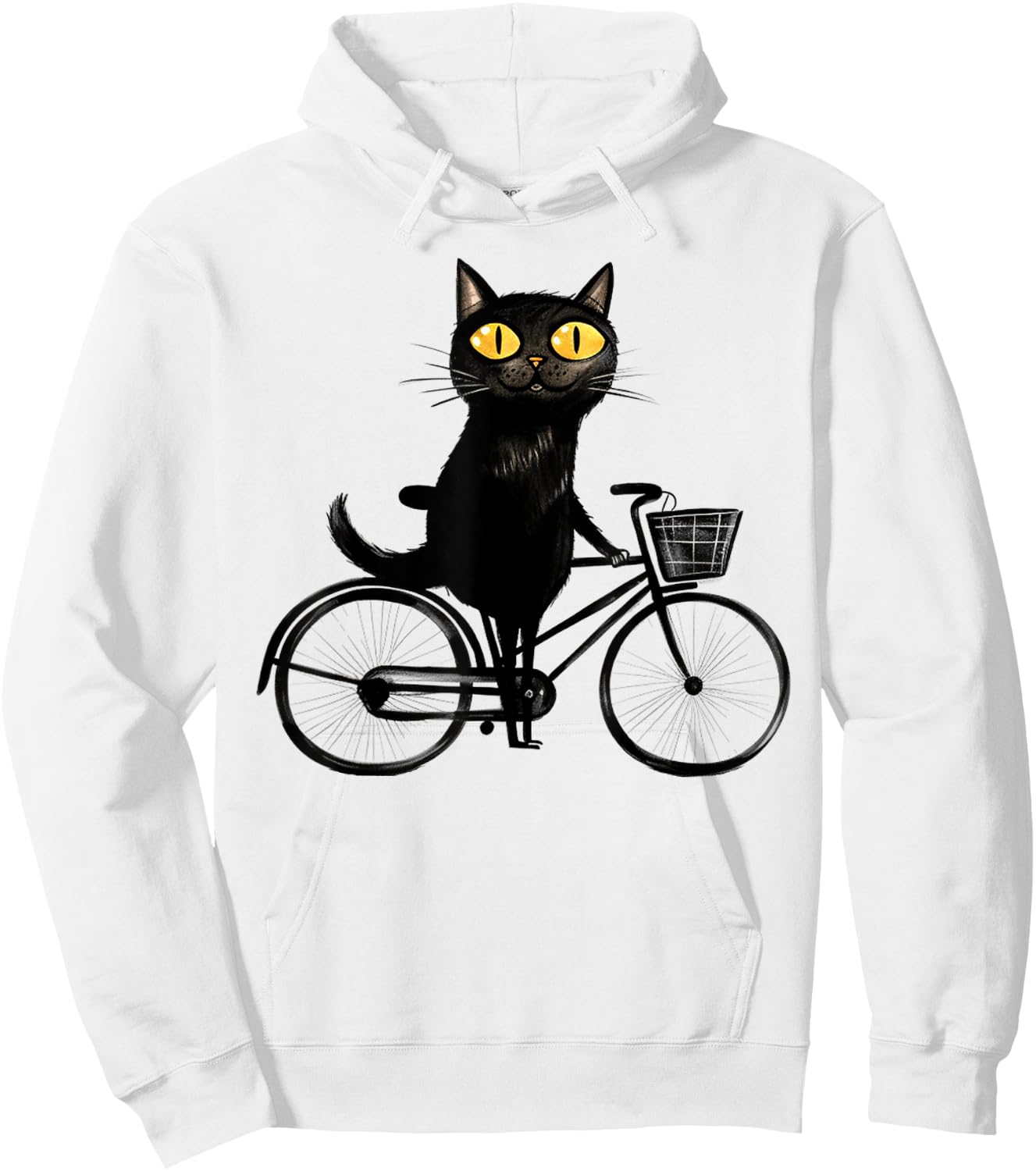 Bicycle Cat Funny Black Cat On A Bike, Biking Kitty Hoodie - Hoodie | White
