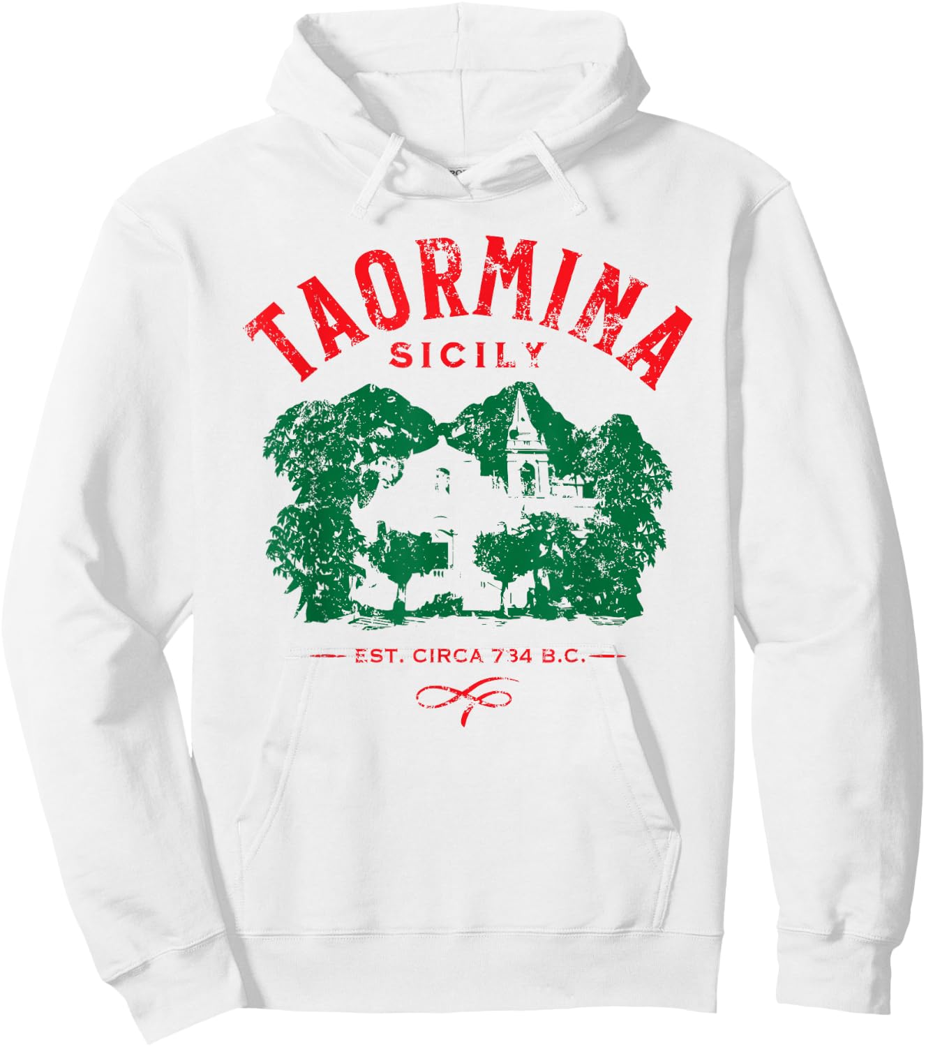 Taormina Sicily Italy Souvenir Distressed Design Hoodie - Hoodie | White