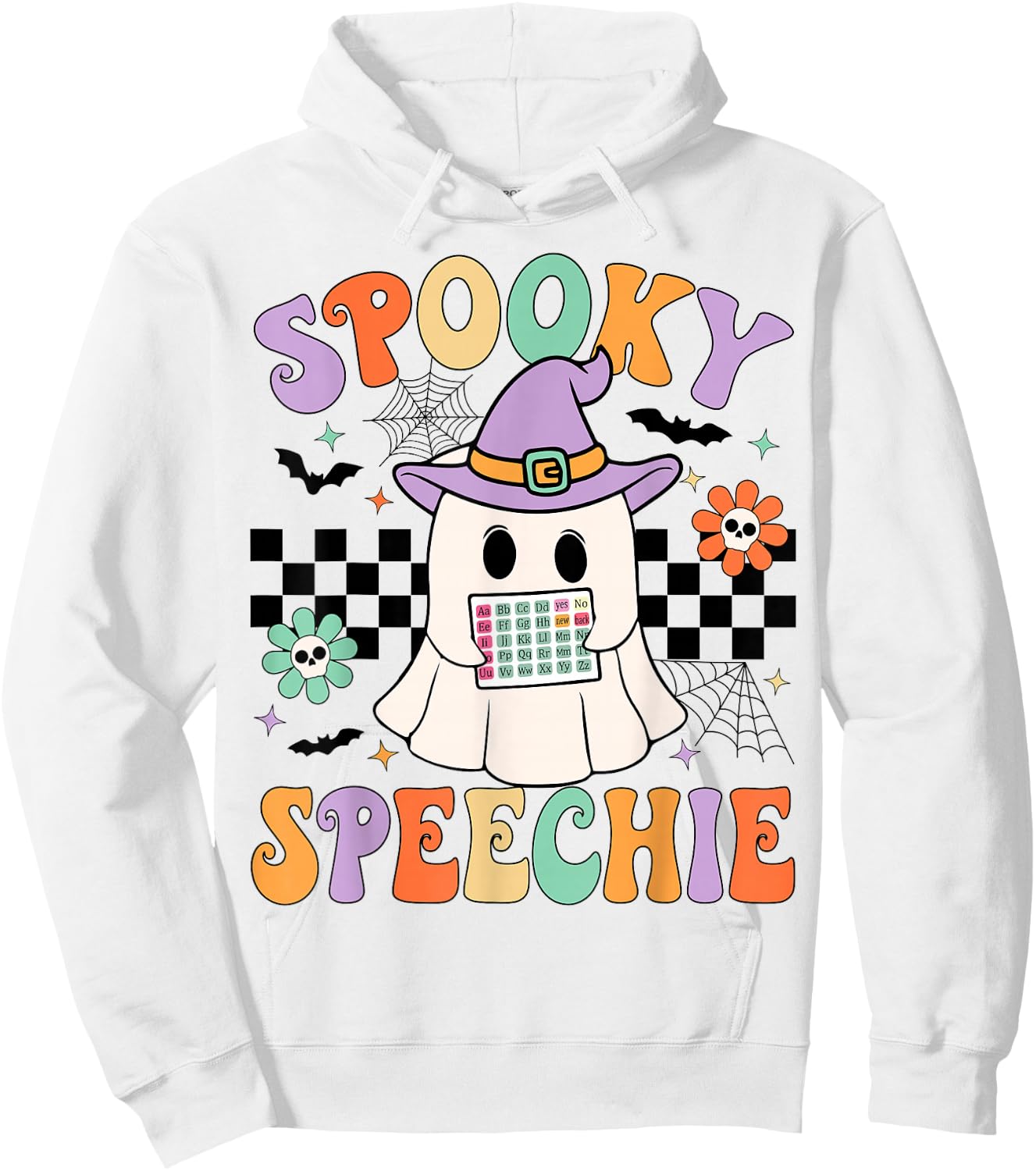 Spooky Speechie Speech Therapy Halloween Retro SLP Halloween Hoodie - Hoodie | White
