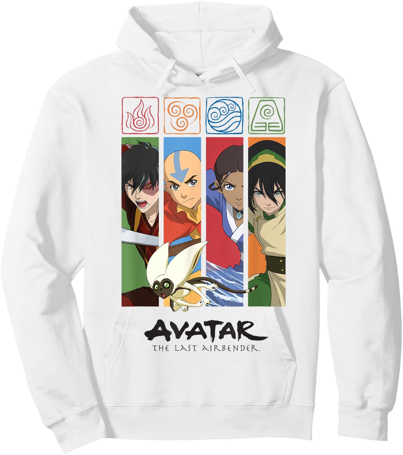 Avatar: The Last Airbender Four Elements Benders Box Panels Hoodie - Hoodie | White