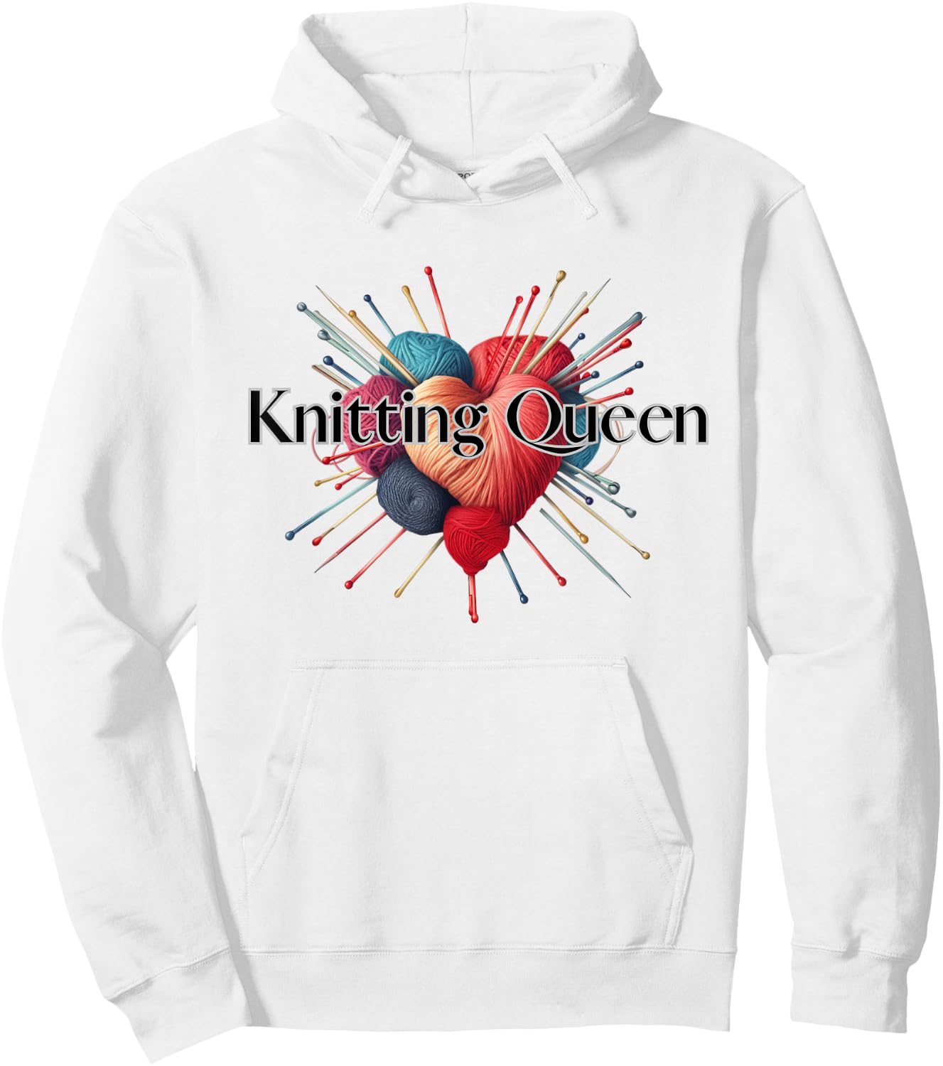 Heartwarming Creations: Knitting Supplies in Harmonious Form Hoodie - Hoodie | White