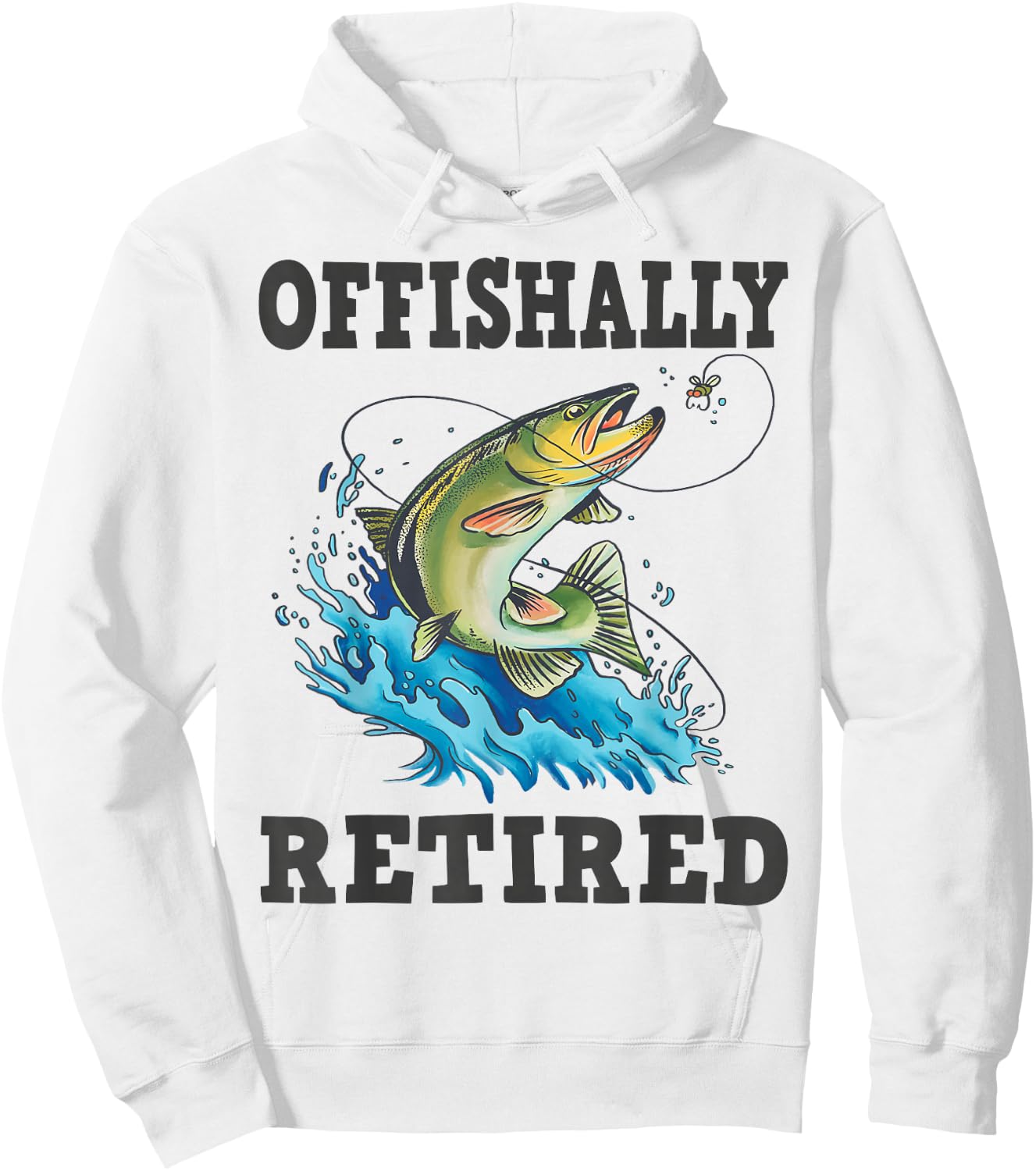 Offishally Retired, Fishing Hoodie - Hoodie | White