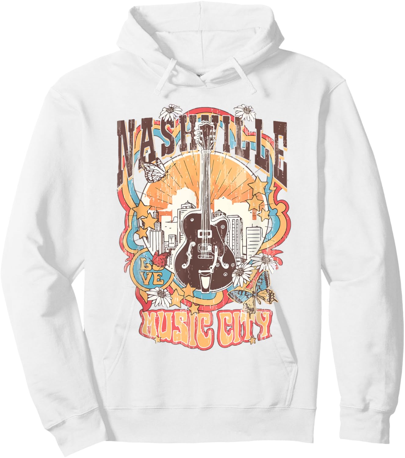 Nashville Tennessee Guitar Country Music City Guitarist Gift Hoodie - Hoodie | White