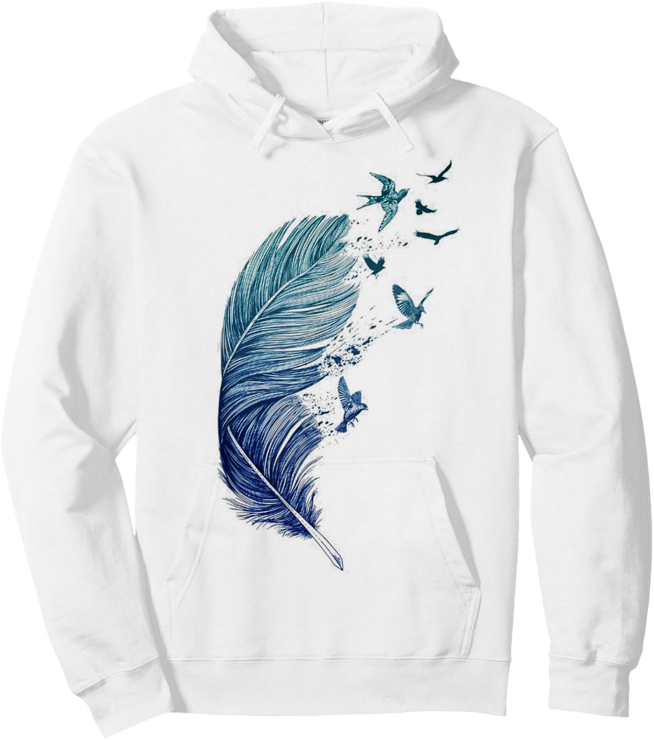 Flying Flock of Birds Feather Ink Art Bird Lovers Hoodie - Hoodie | White
