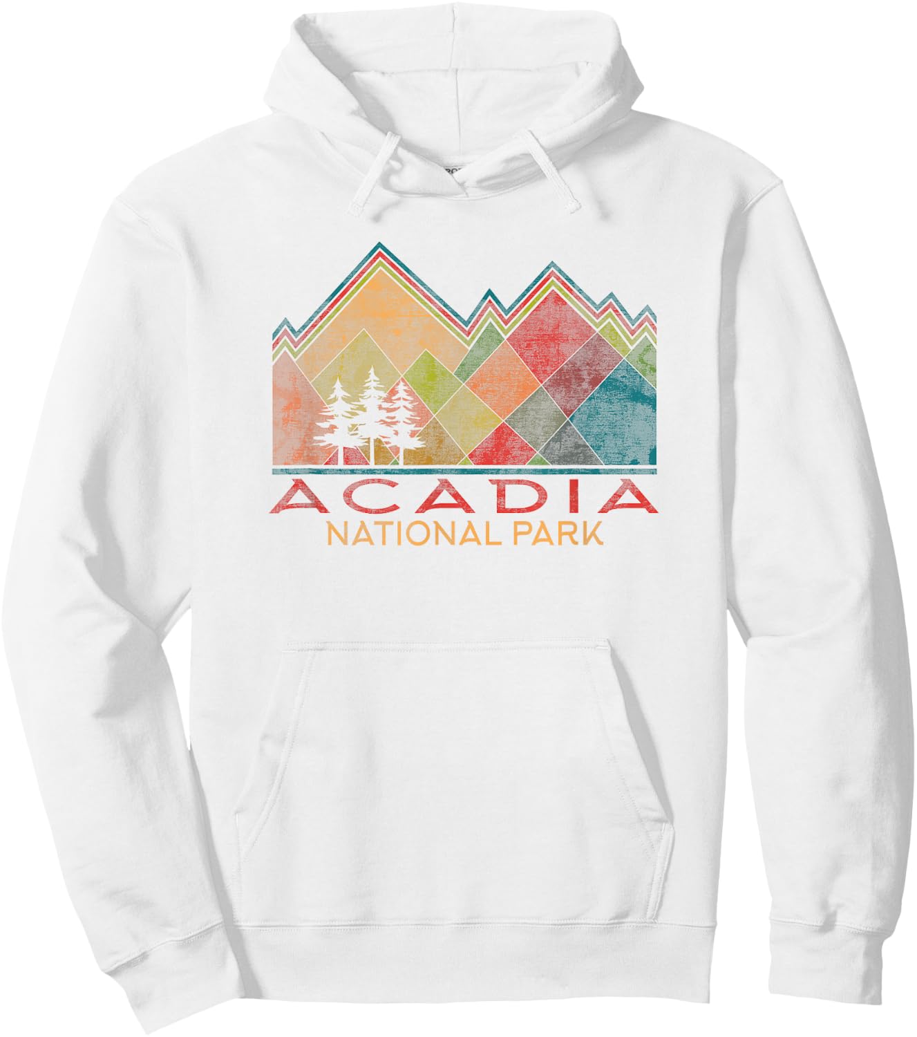 Acadia National Park Colorful Graphic Hoodie - Hoodie | White