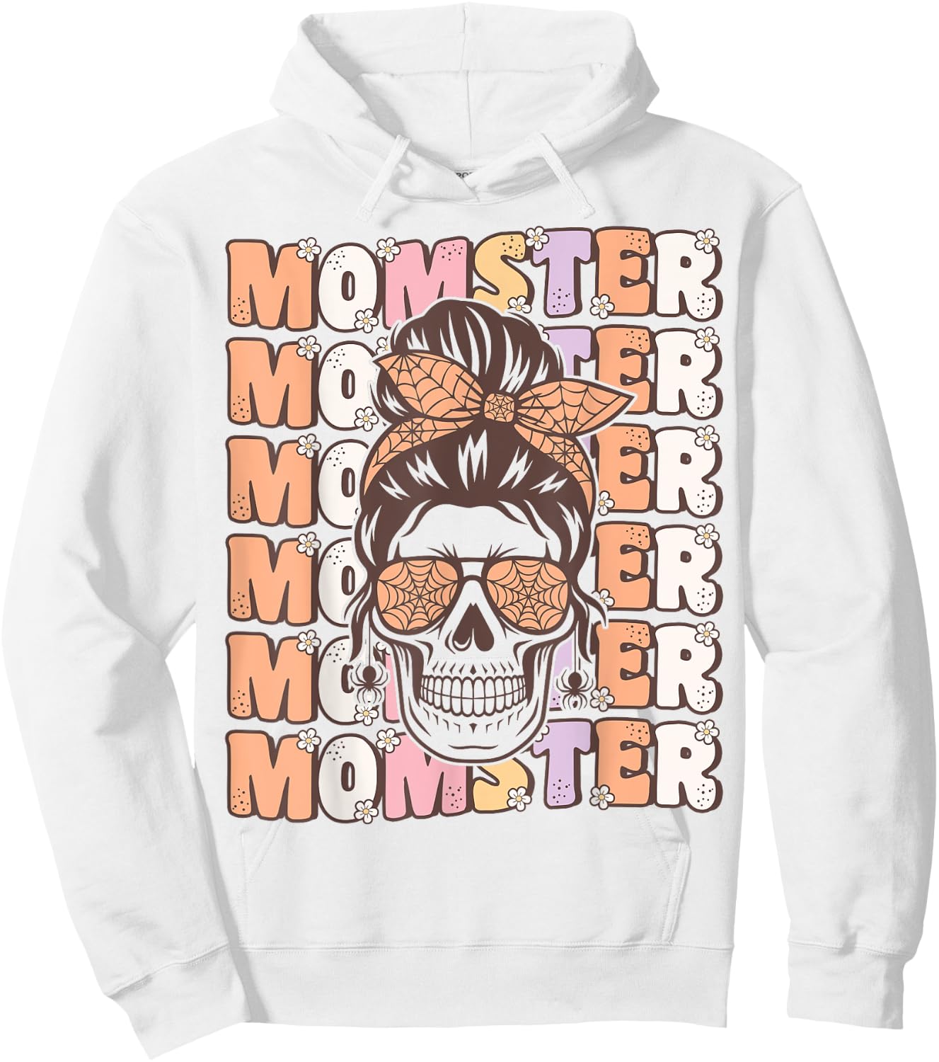 Funny Momster Spooky Mama Groovy Halloween Costume for Moms Hoodie - Hoodie | White