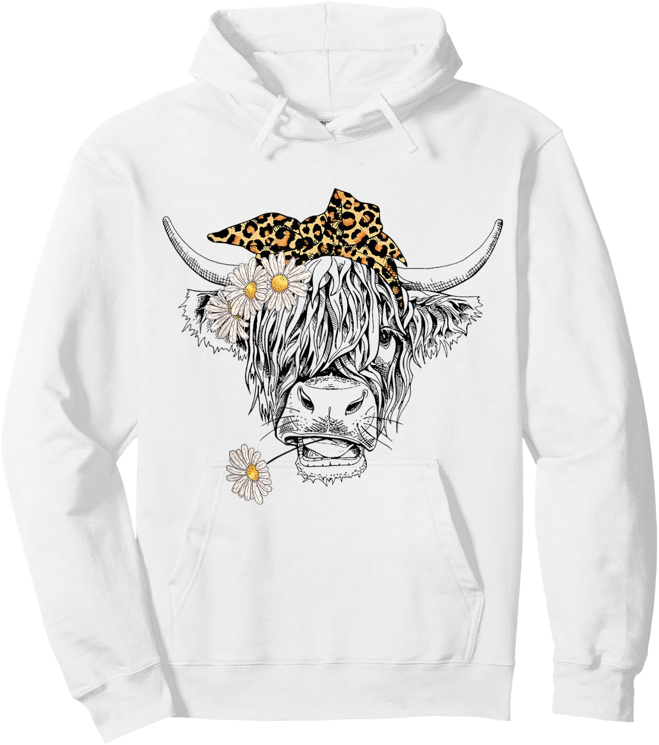 Cute Women Girl Heifer Cow With Bandana Headband and Glasses Hoodie - Hoodie | White