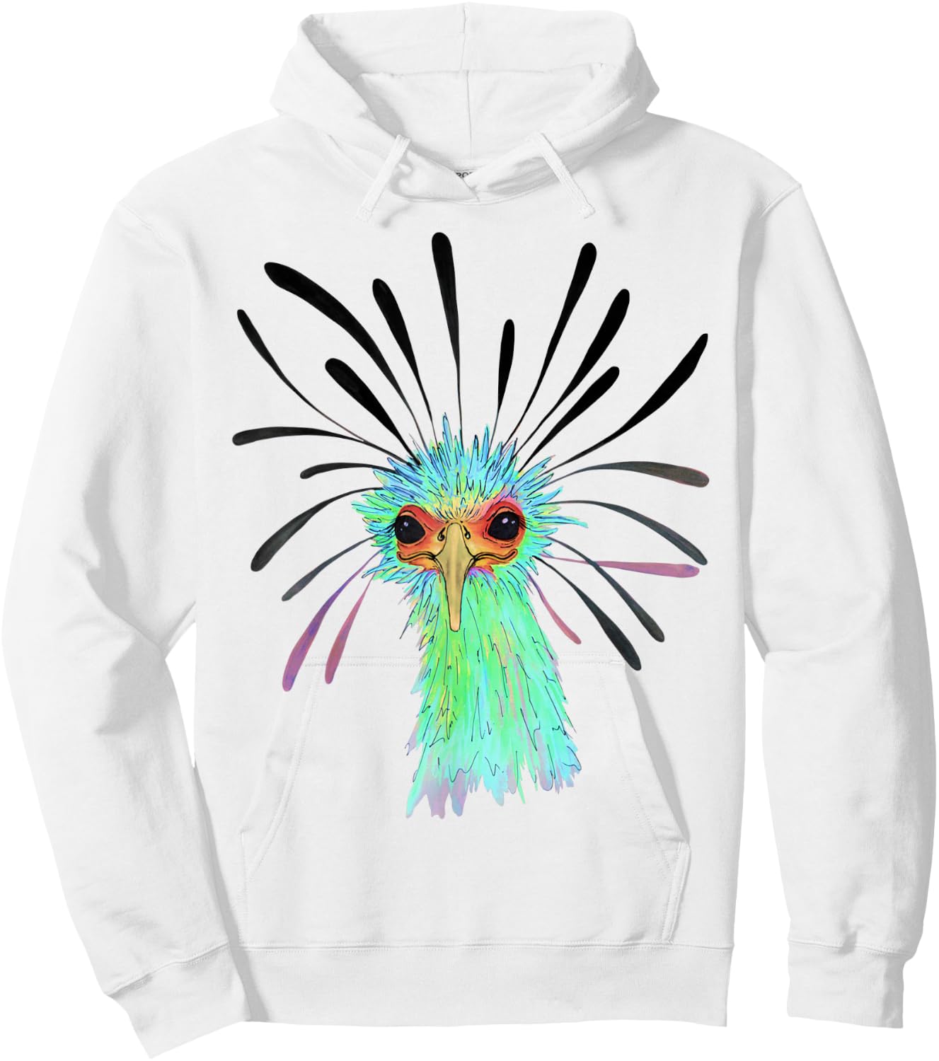 Watercolor Secretary Bird African Sagittarius Serpentarius Hoodie - Hoodie | White