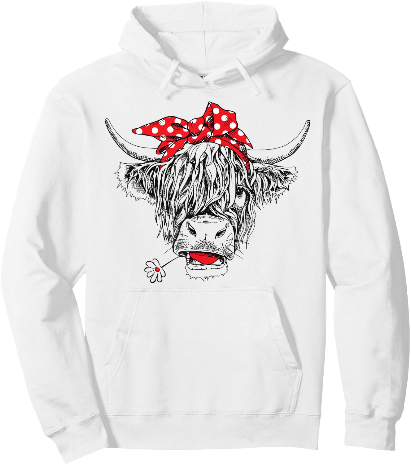 Scottish Highland Cow Cattle Hairy Cow Flowers Woman Hoodie - Hoodie | White