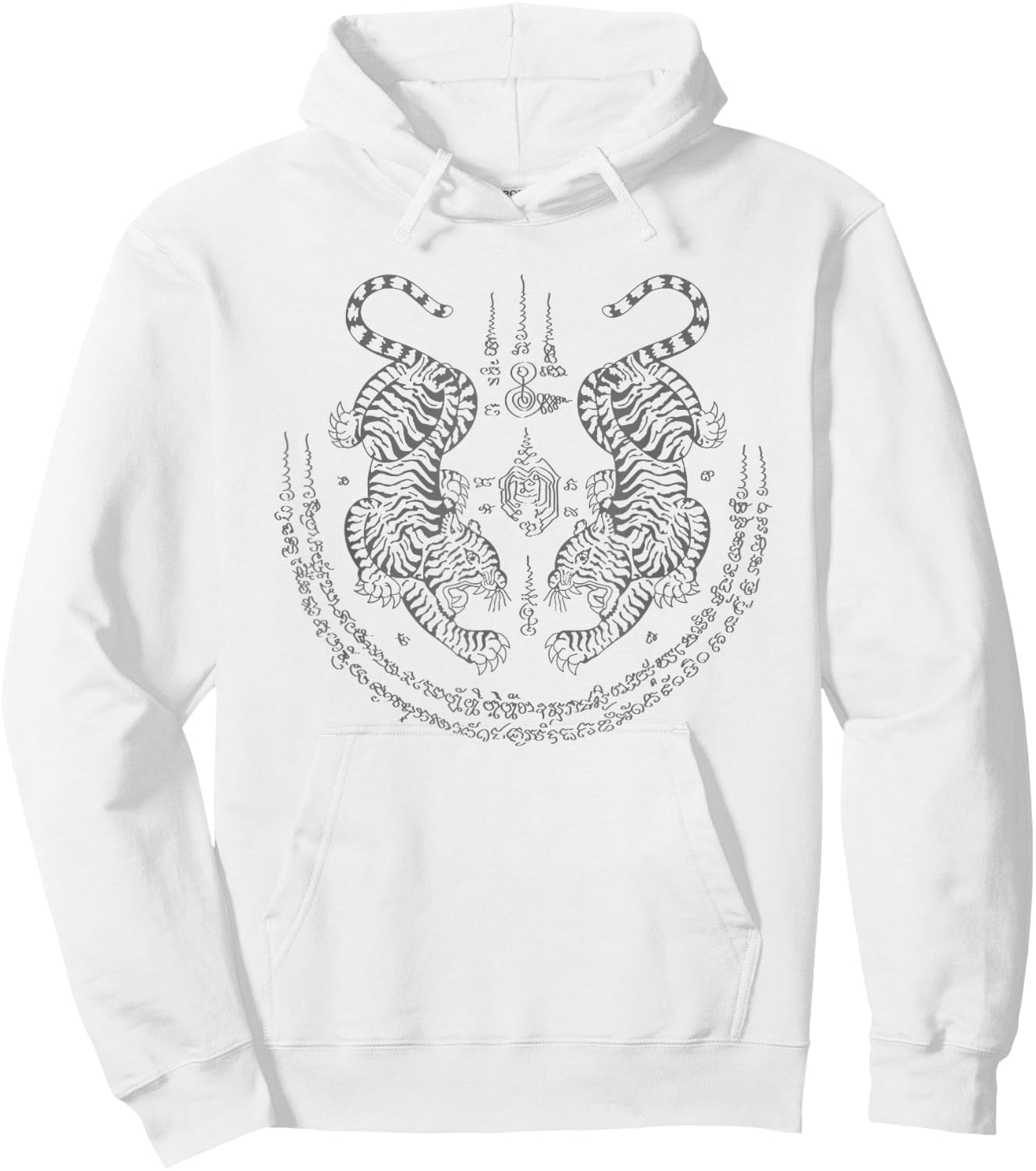 Thai Tattoo Twin Tiger Sak Yant Muay Thai Thailand Graphic Hoodie - Hoodie | White