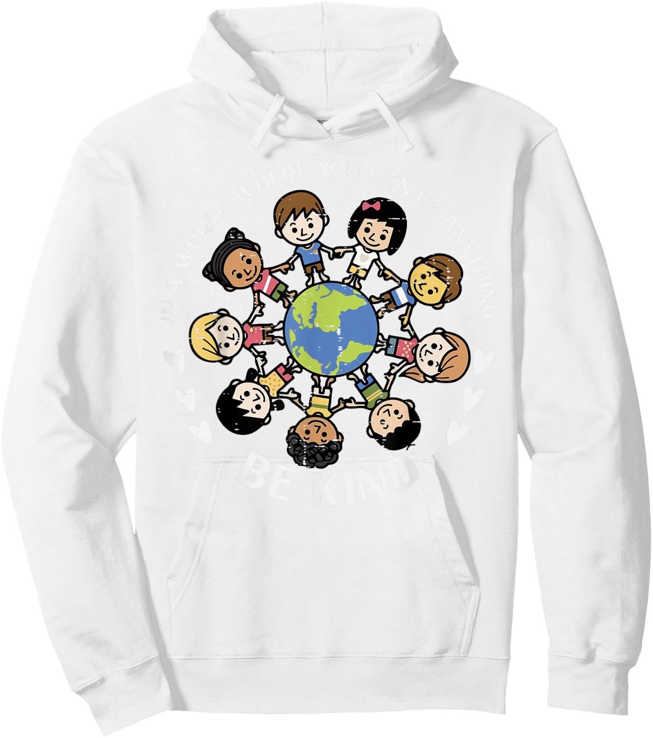 Kind Kids Earth Anti Bullying Unity Day Orange Boys Girls Hoodie - Hoodie | White