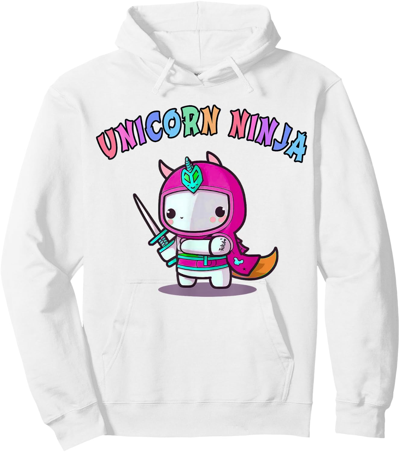 Funny UNICORN NINJA Girl Team Princess Birthday Crew Pink Hoodie - Hoodie | White