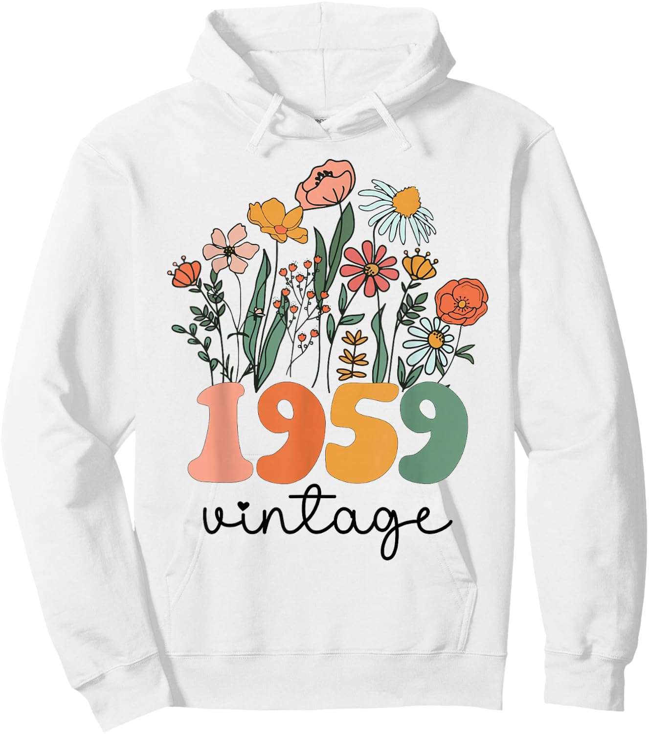 66 Years Old Vintage 1959 66th Women Birthday Wildflower Hoodie - Hoodie | White