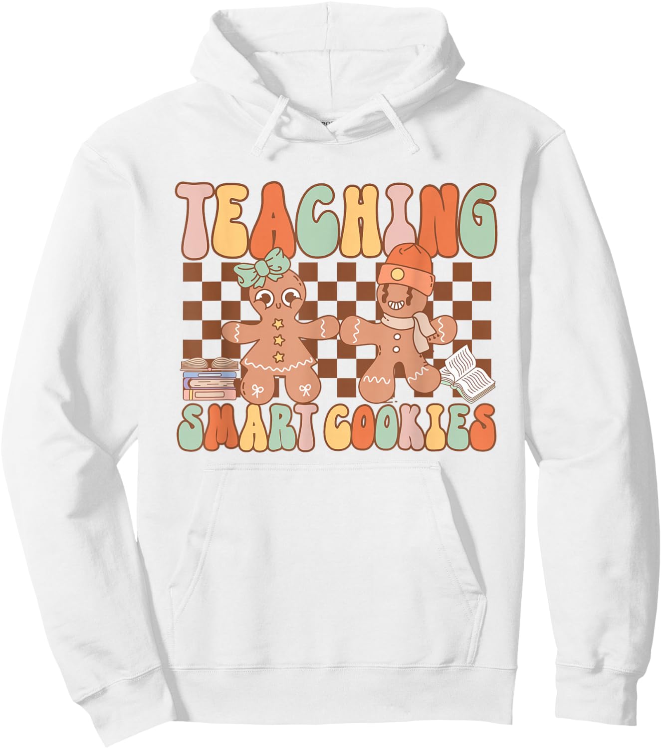 Retro Teaching Smart Cookies Teacher Christmas Gingerbread Hoodie - Hoodie | White