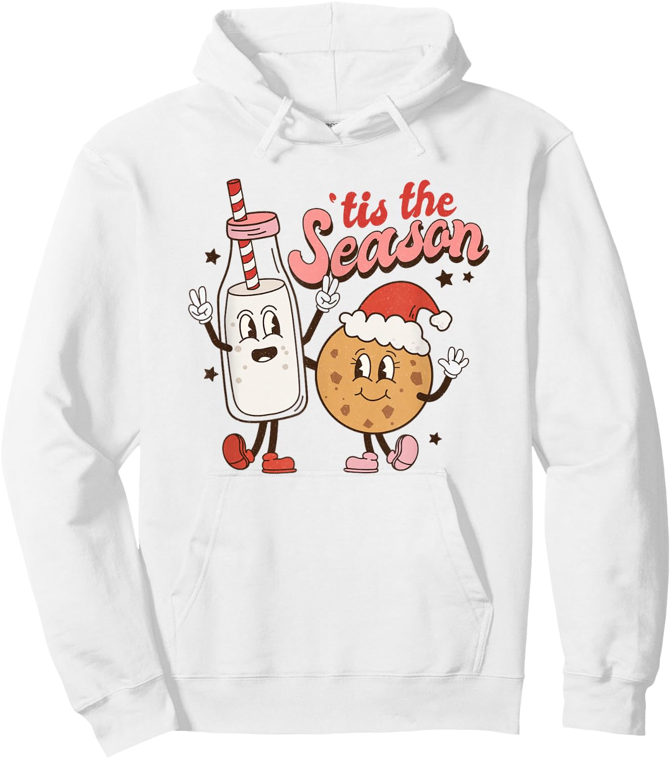 Tis The Season Retro Milk and Cookie Christmas Hoodie - Hoodie | White