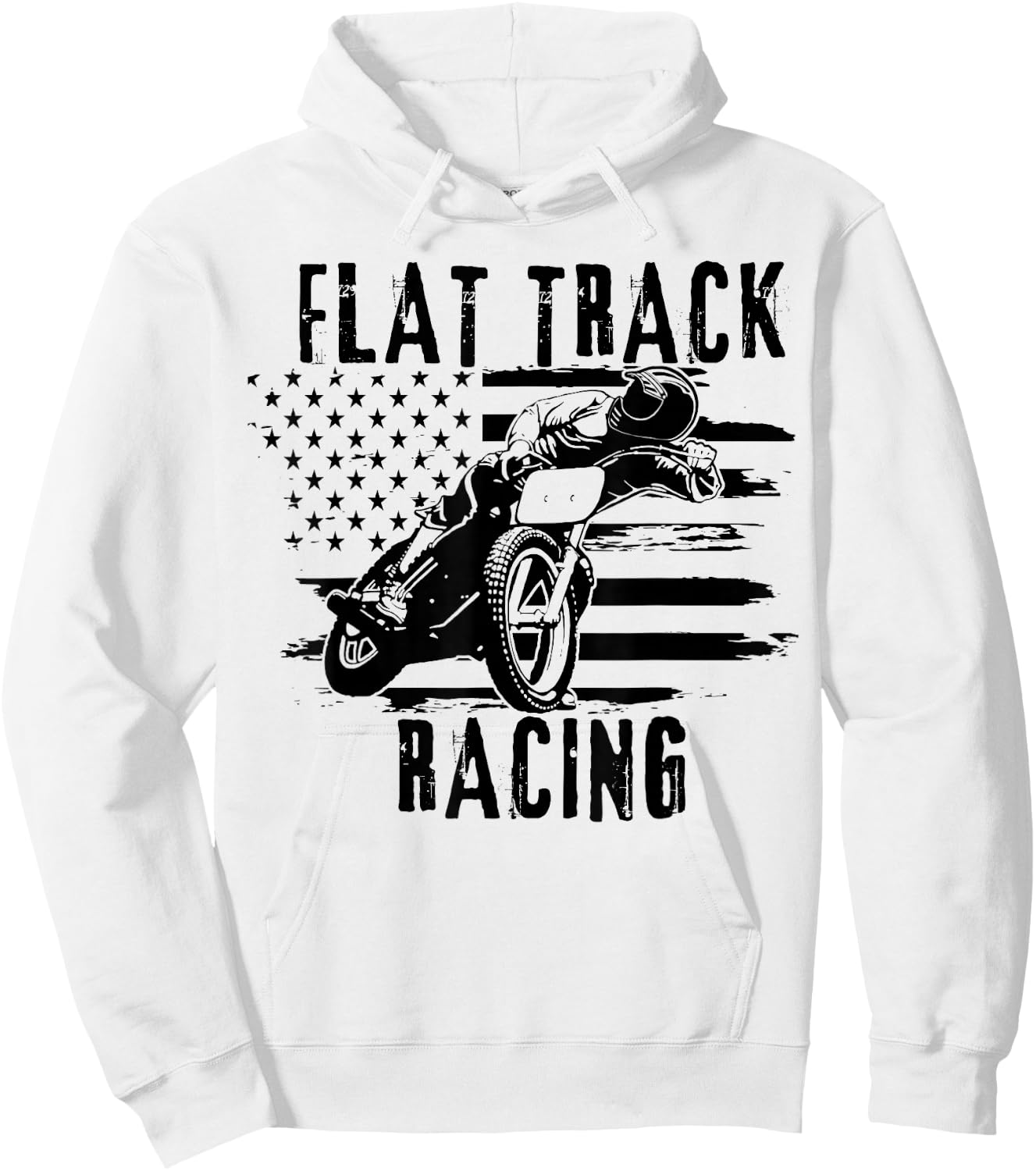 Flat Track Motorcycle Racing American Flag Speedway Dirt Hoodie - Hoodie | White