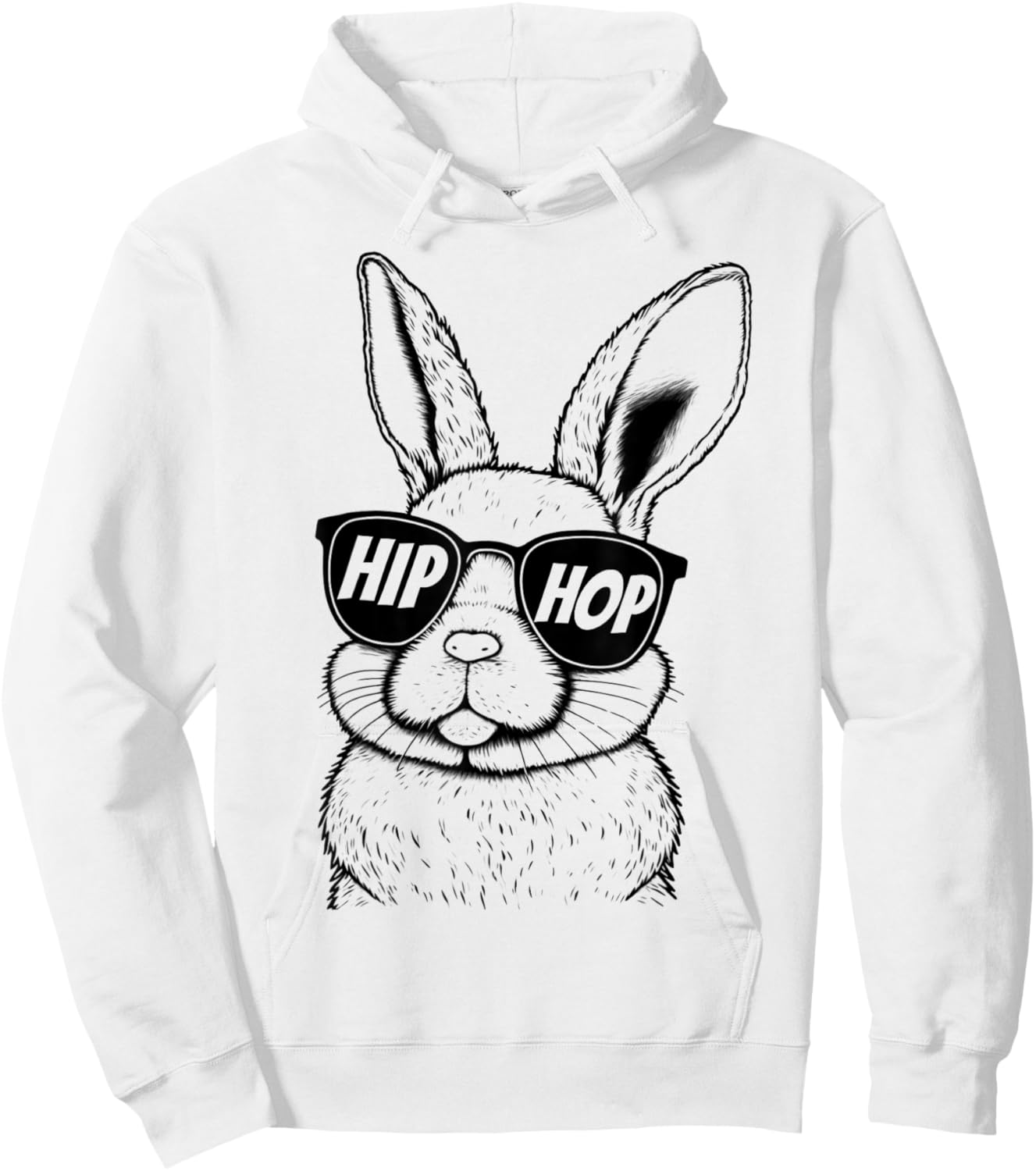 Hip Hop Bunny Face With Sunglasses for Boys Men Kids Easter Hoodie - Hoodie | White