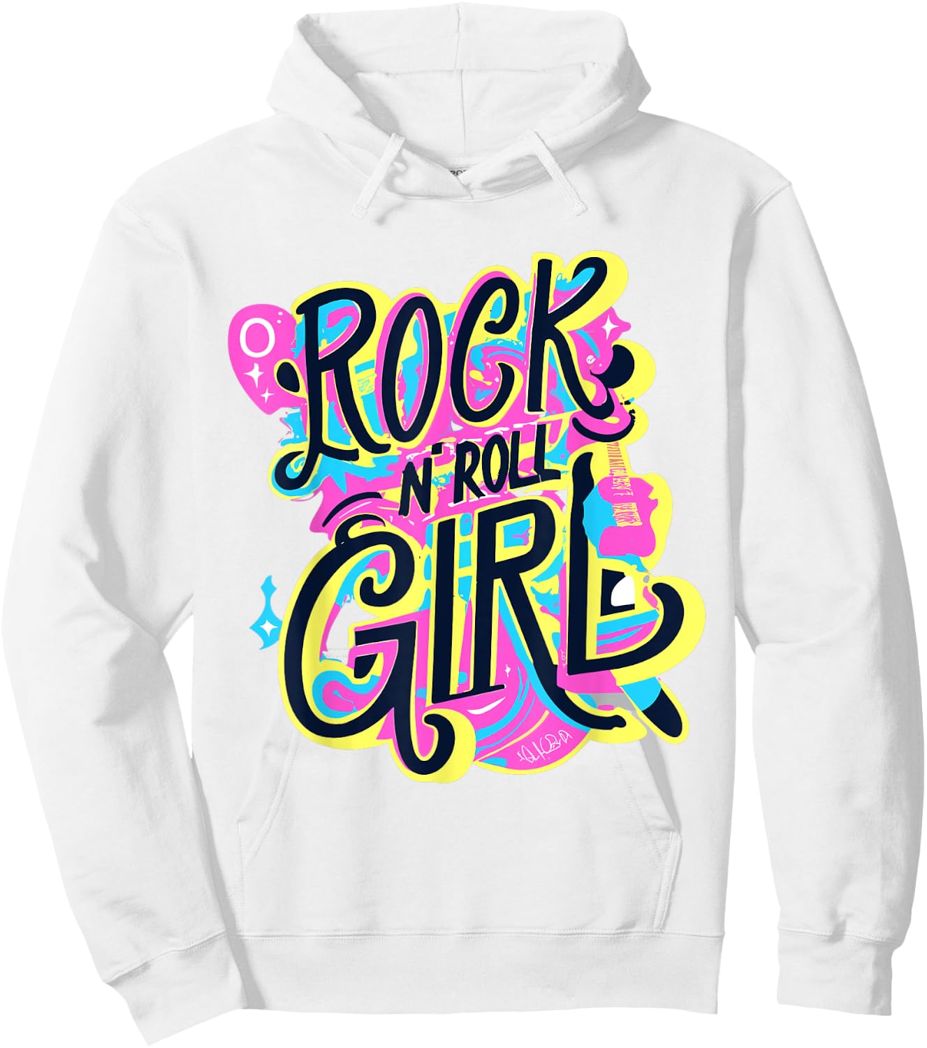Rock N Roll Girl 80's Costume Graffiti Rock Music Cute Hoodie - Hoodie | White