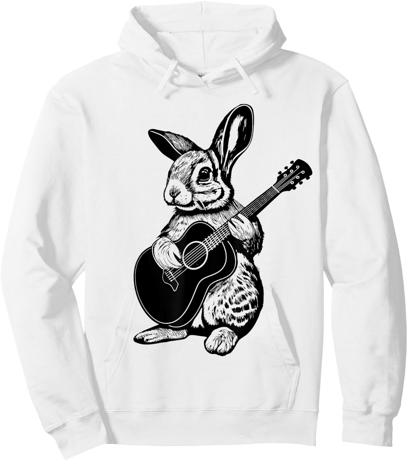 Bunny Playing Acoustic Guitar Easter Rabbit Women, Men, Kids Hoodie - Hoodie | White