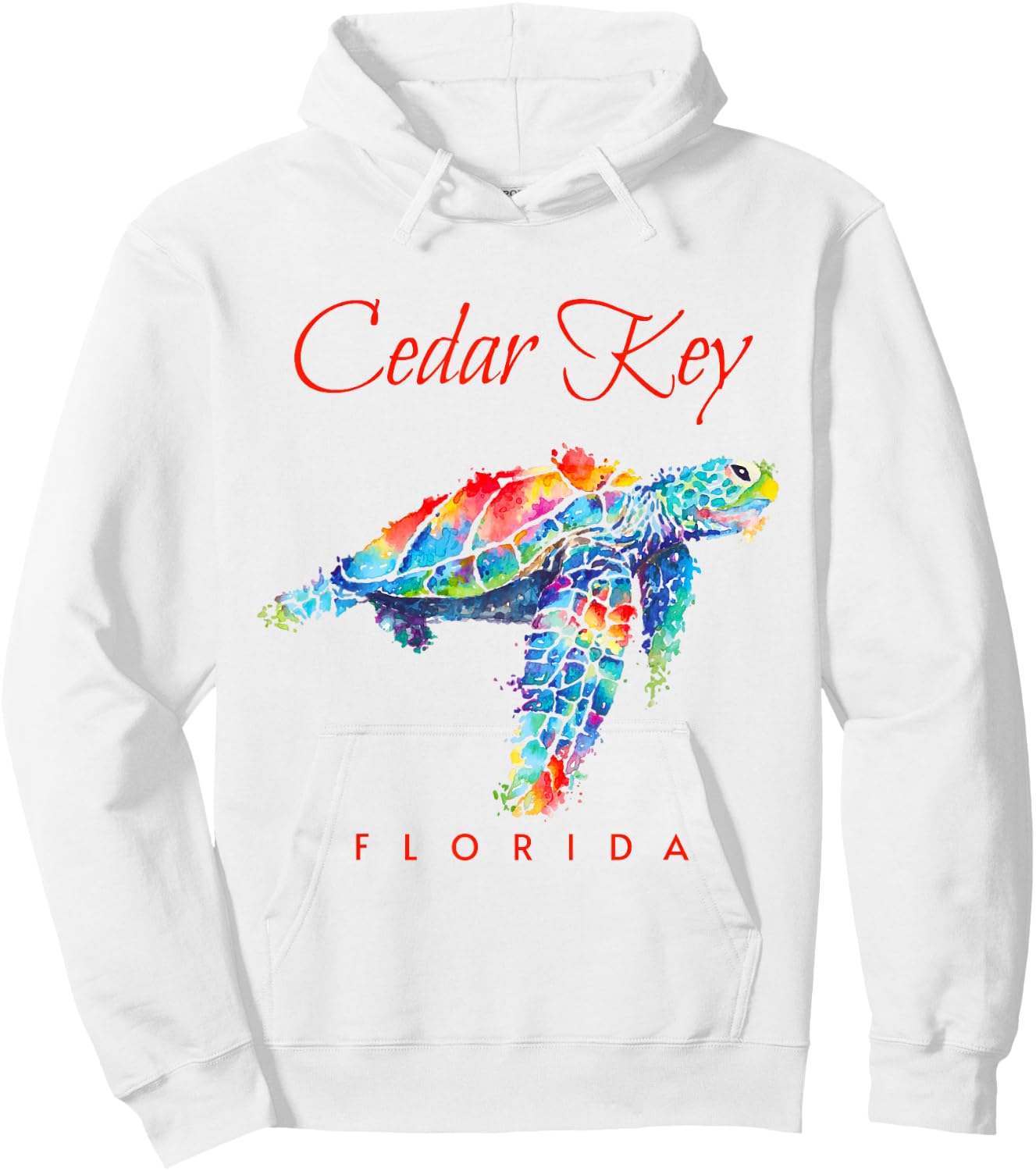 Cedar Key Florida Watercolor Sea Turtle Hoodie - Hoodie | White