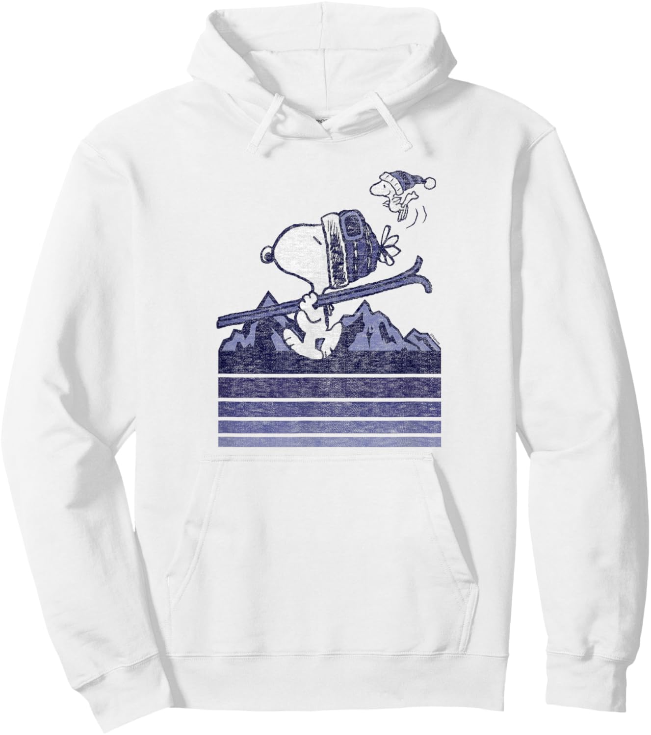 Peanuts - Snoopy Woodstock Ski Stripes Hoodie - Hoodie | White