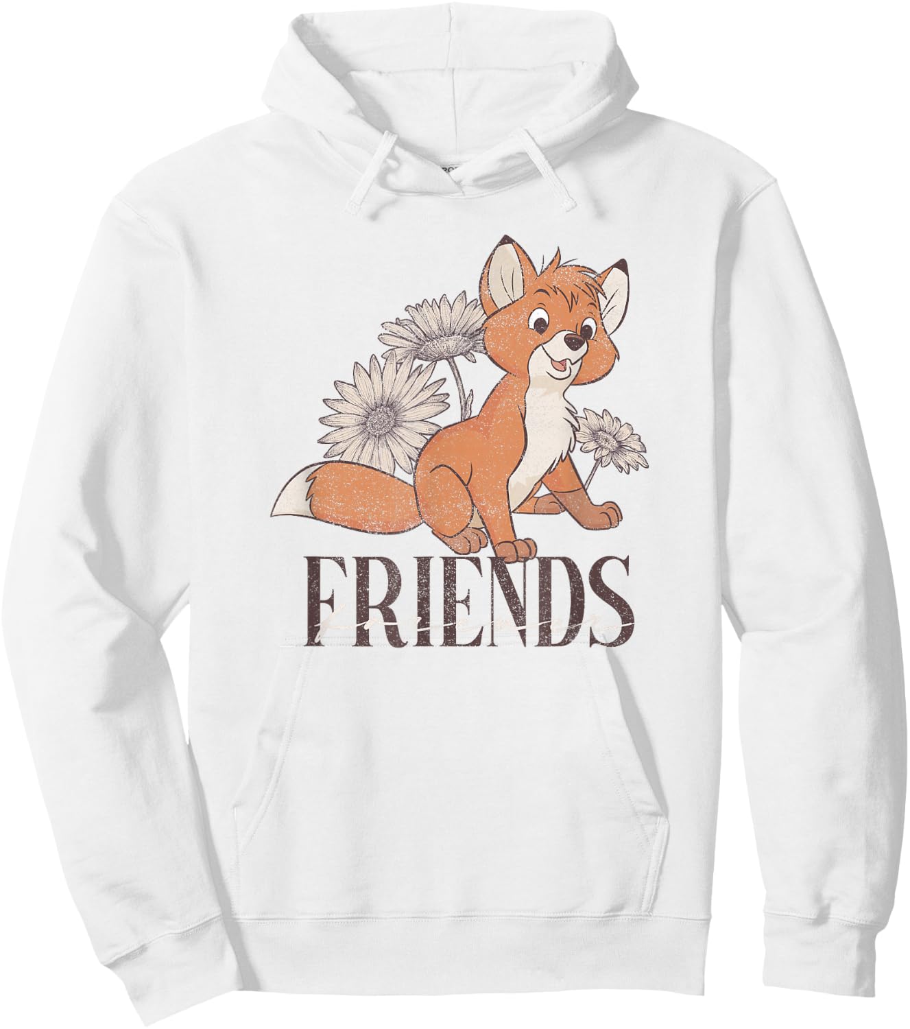 Disney The Fox and The Hound Fox Friends Forever Floral Logo Hoodie - Hoodie | White
