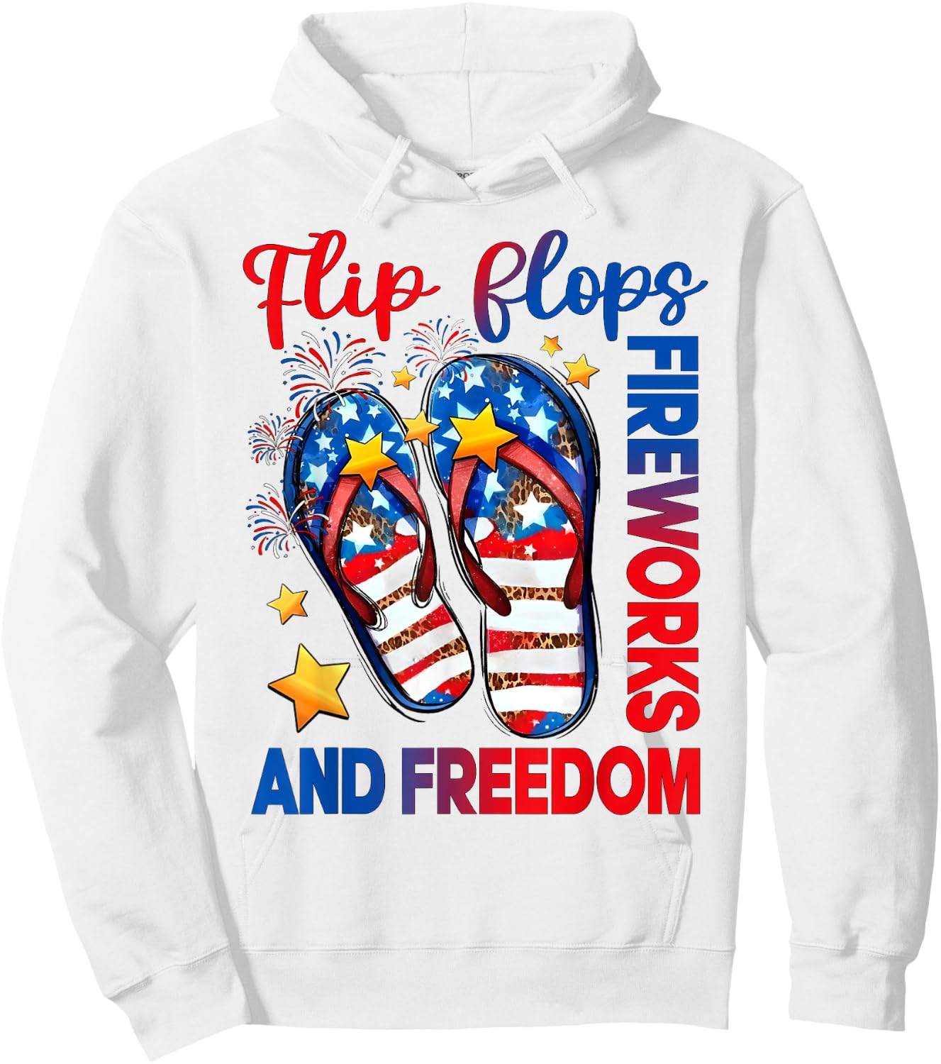 Retro Flip Flops Fireworks & Freedom American Flag Summer Women Kids Men Hoodie - Hoodie | White