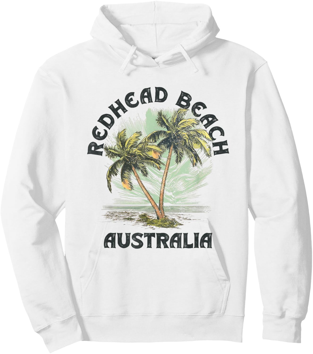 Redhead Beach Australia Palms Vintage Beach Hoodie - Hoodie | White